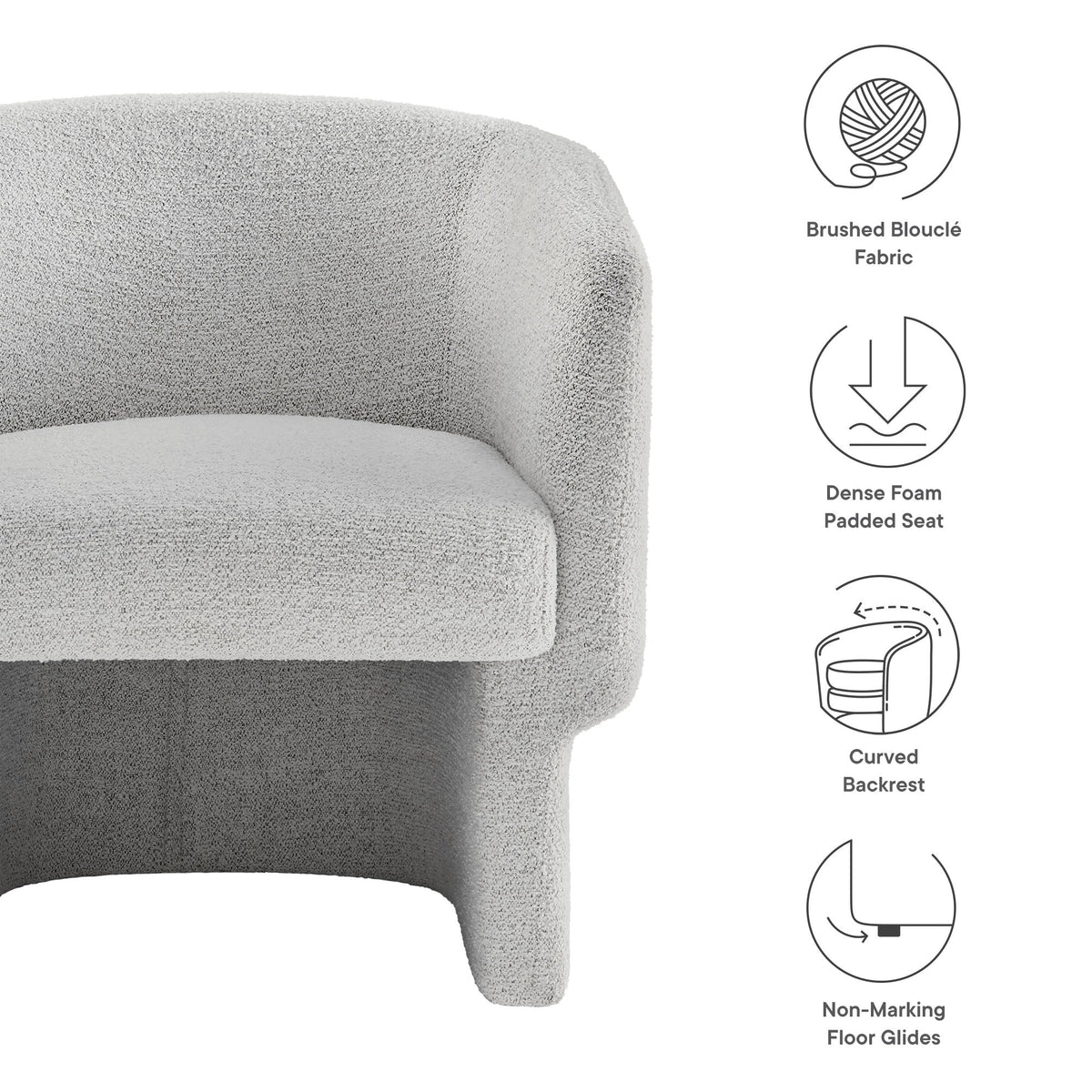 Muse Boucle Fabric Barrel Accent Chair by Modway, photo 30 of 36