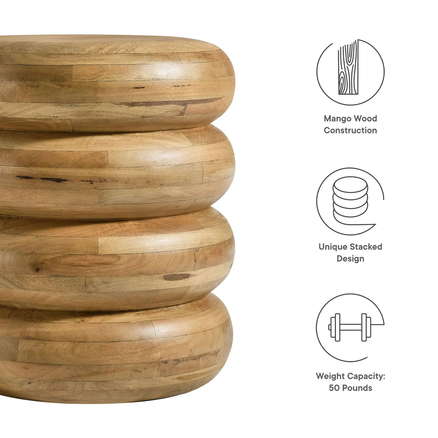 Ellery Round Stacked Wood Side Table by Modway by HouseOfZazla