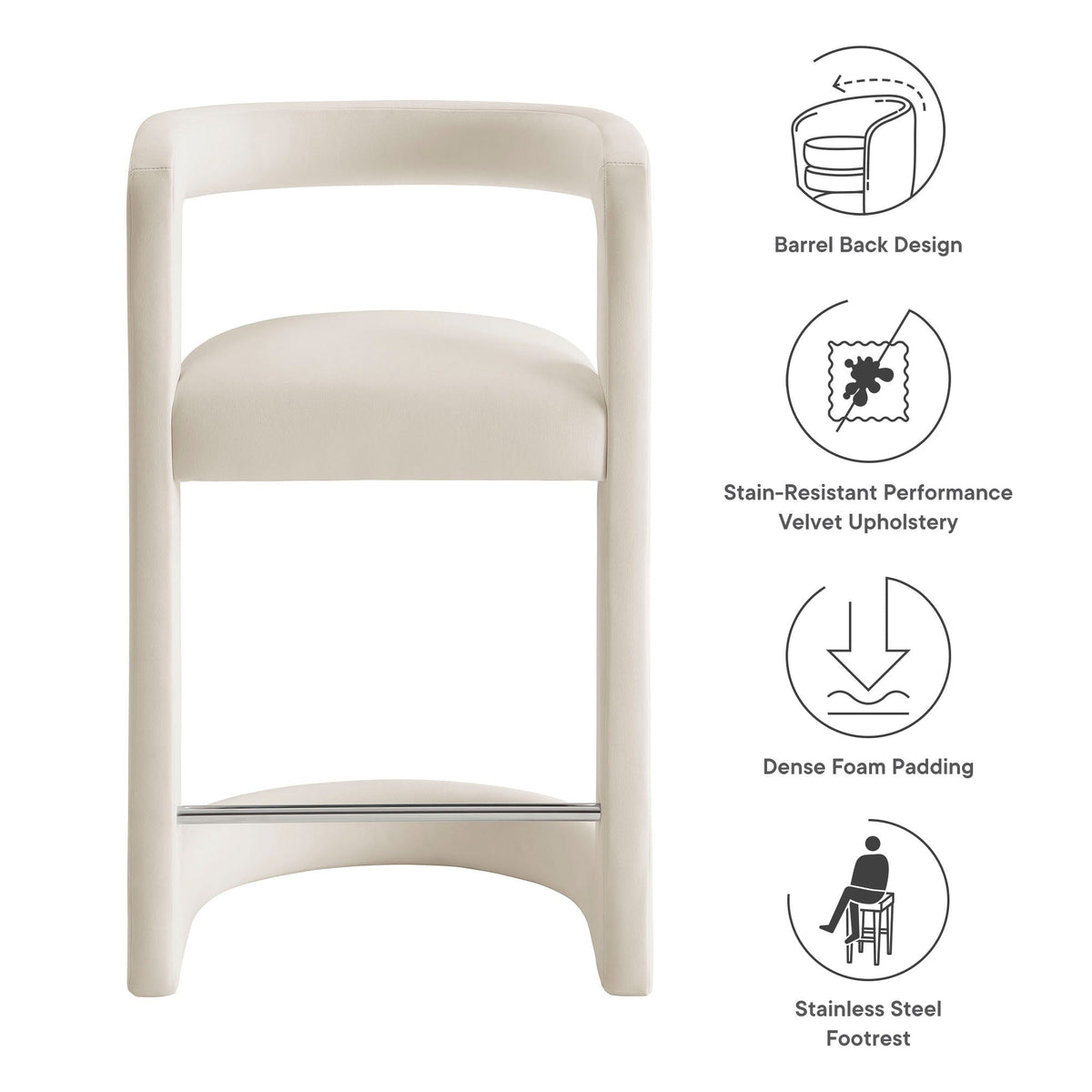 Winslow Performance Velvet Counter Stool by Modway, photo 3 of 41