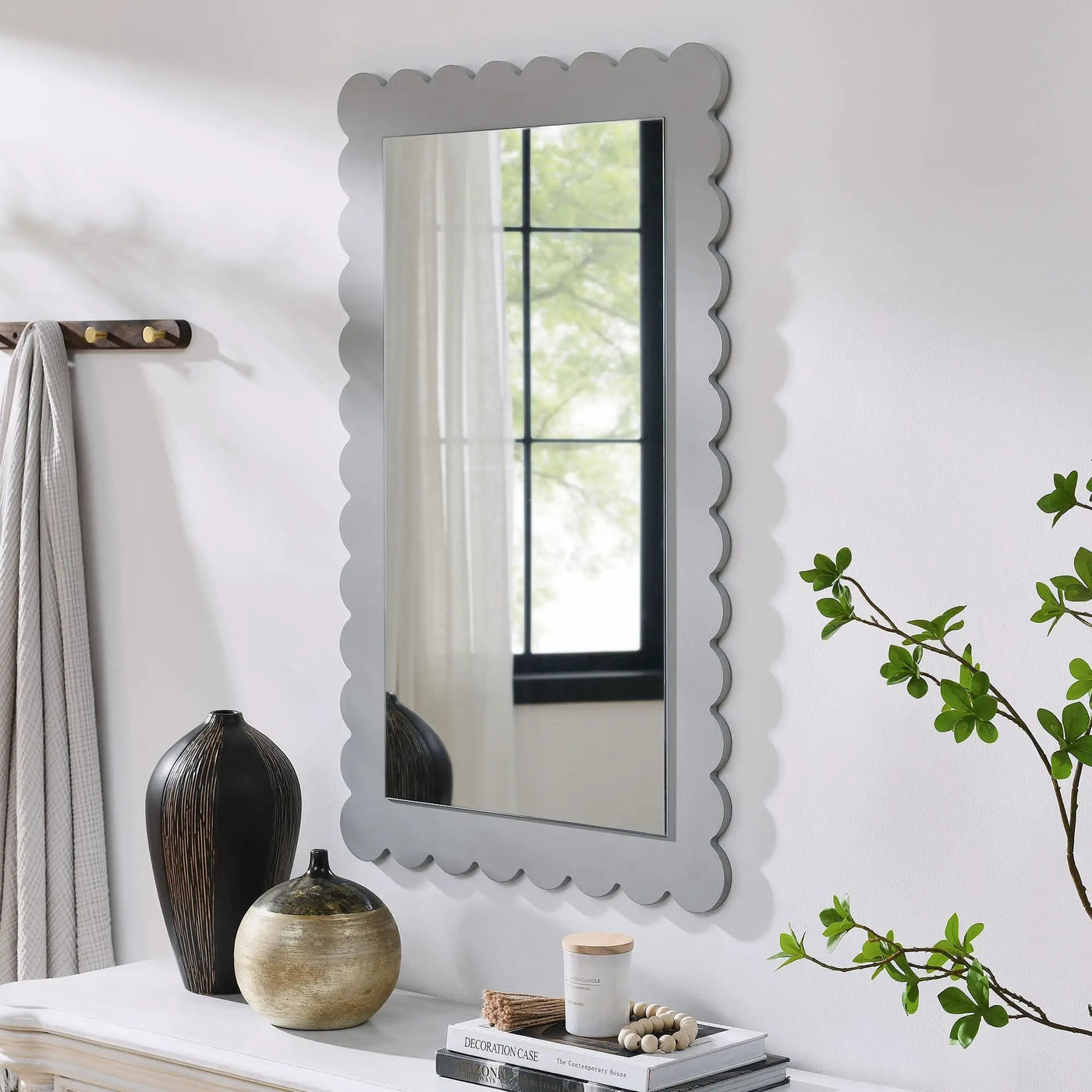 Emmeline Scalloped Rectangle Wall Mirror by Modway by HouseOfZazla