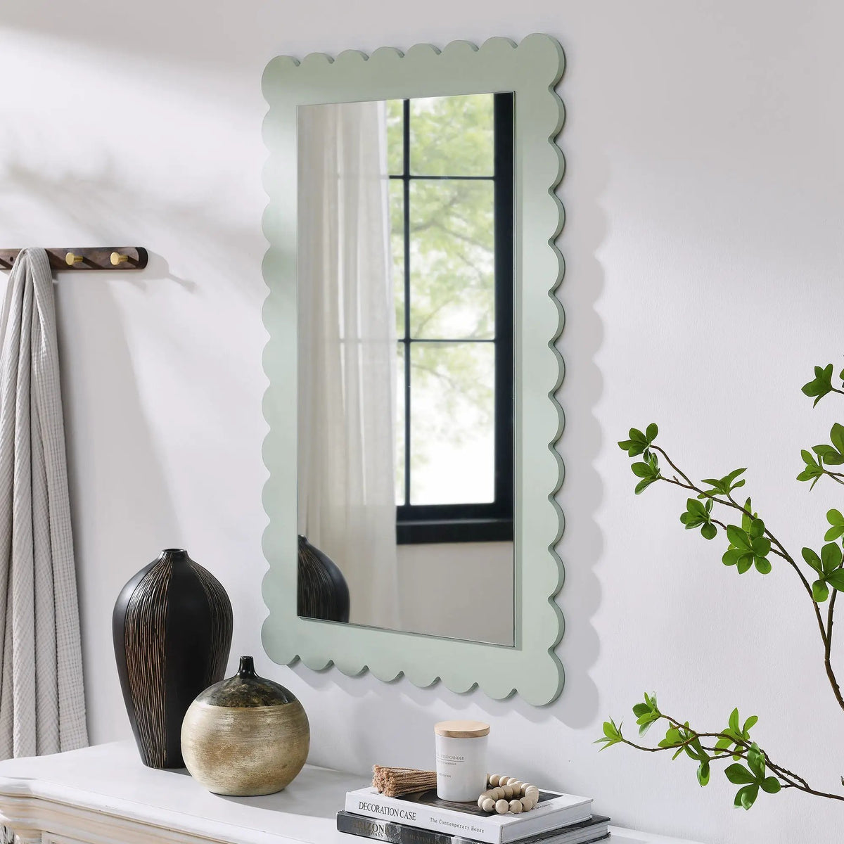 Emmeline Scalloped Rectangle Wall Mirror by Modway by HouseOfZazla