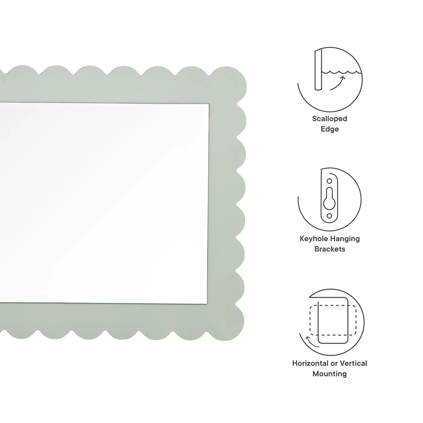 Emmeline Scalloped Rectangle Wall Mirror by Modway by HouseOfZazla
