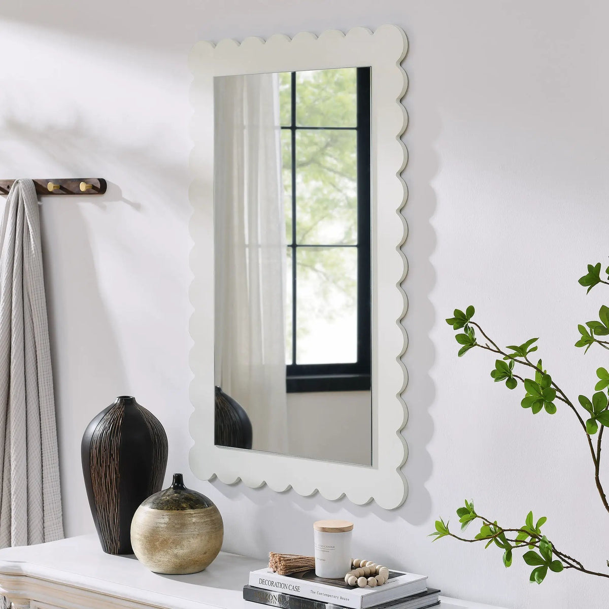Emmeline Scalloped Rectangle Wall Mirror by Modway by HouseOfZazla