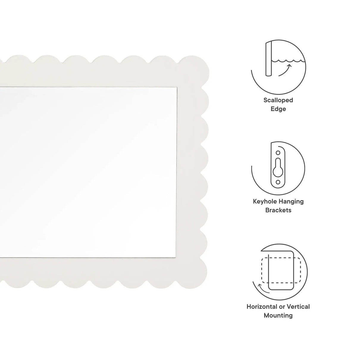 Emmeline Scalloped Rectangle Wall Mirror by Modway by HouseOfZazla