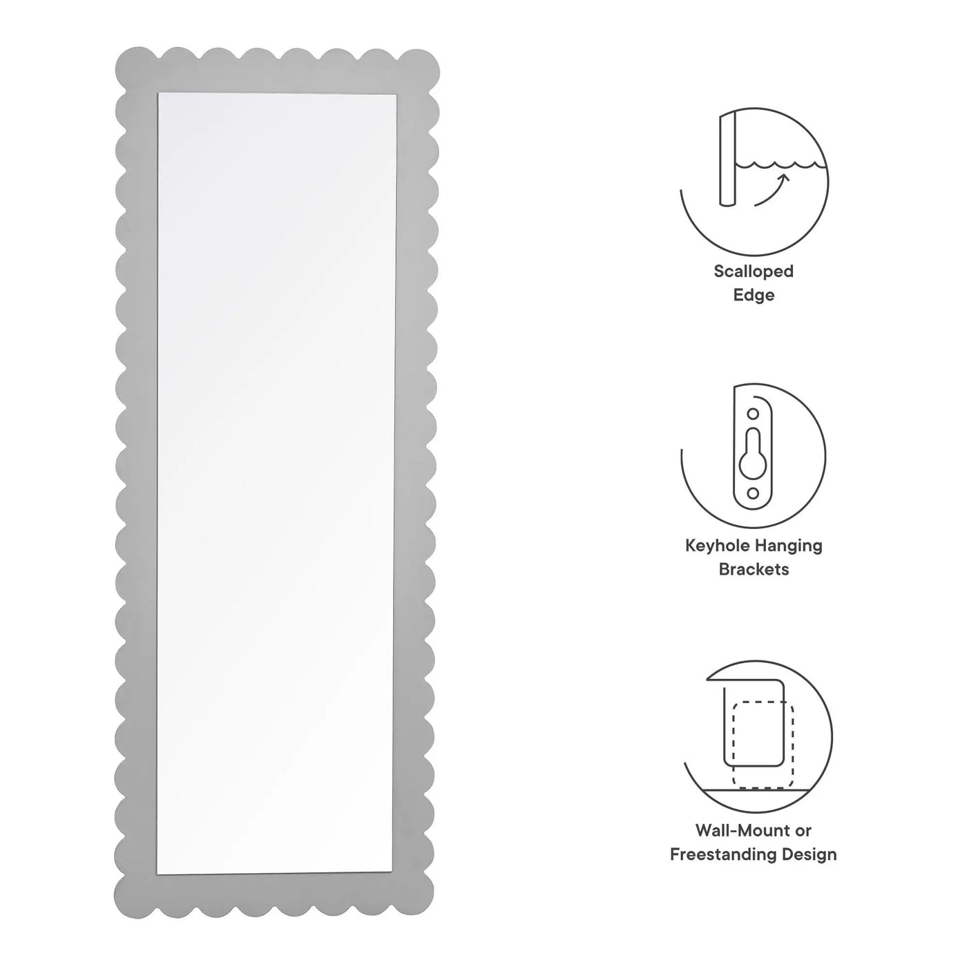 Emmeline Scalloped Rectangle Floor Mirror by Modway by HouseOfZazla