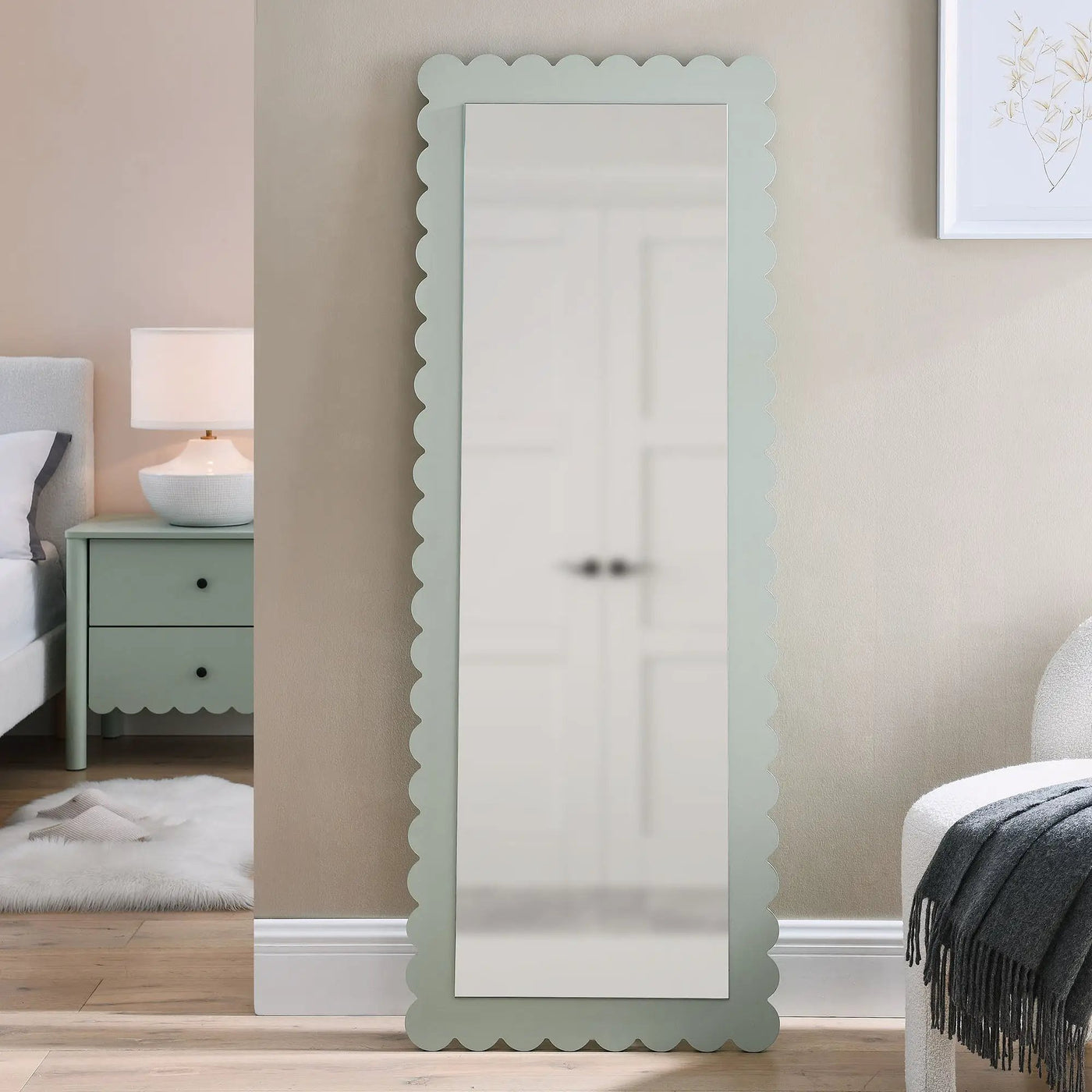 Emmeline Scalloped Rectangle Floor Mirror by Modway by HouseOfZazla
