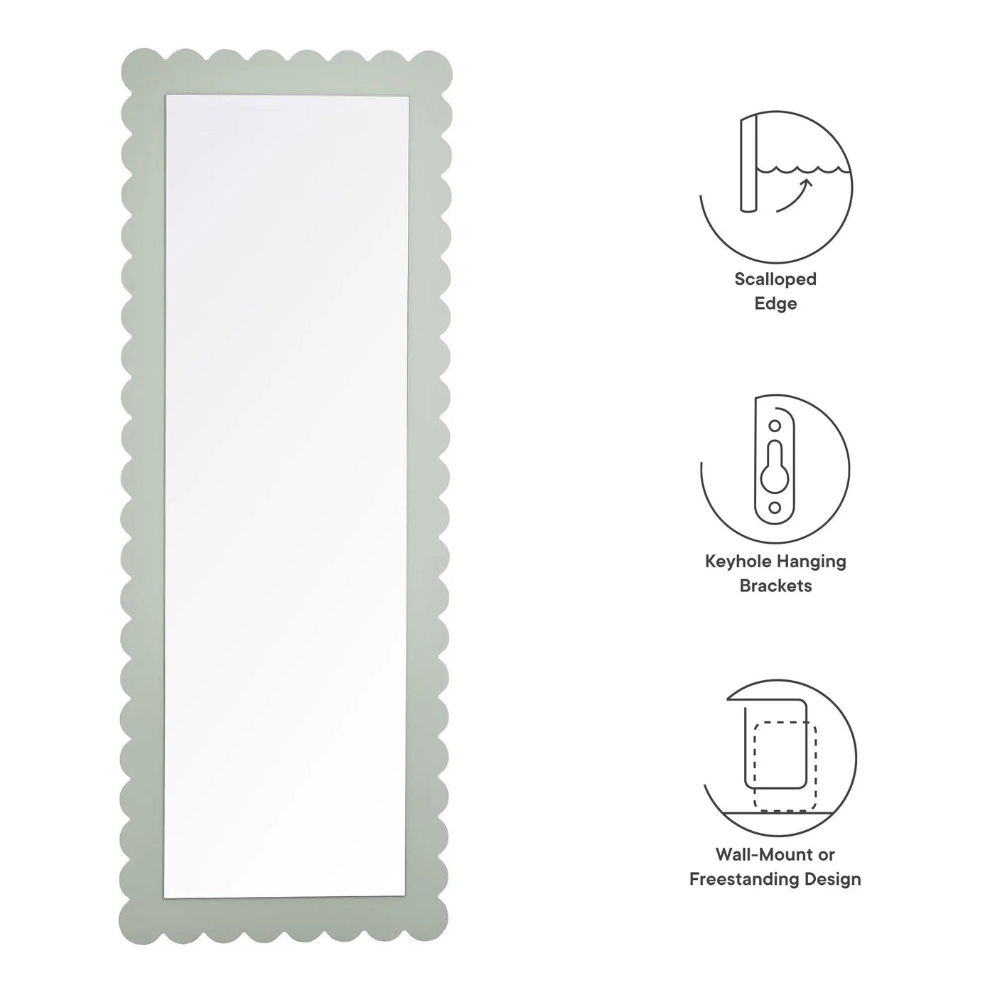 Emmeline Scalloped Rectangle Floor Mirror by Modway by HouseOfZazla