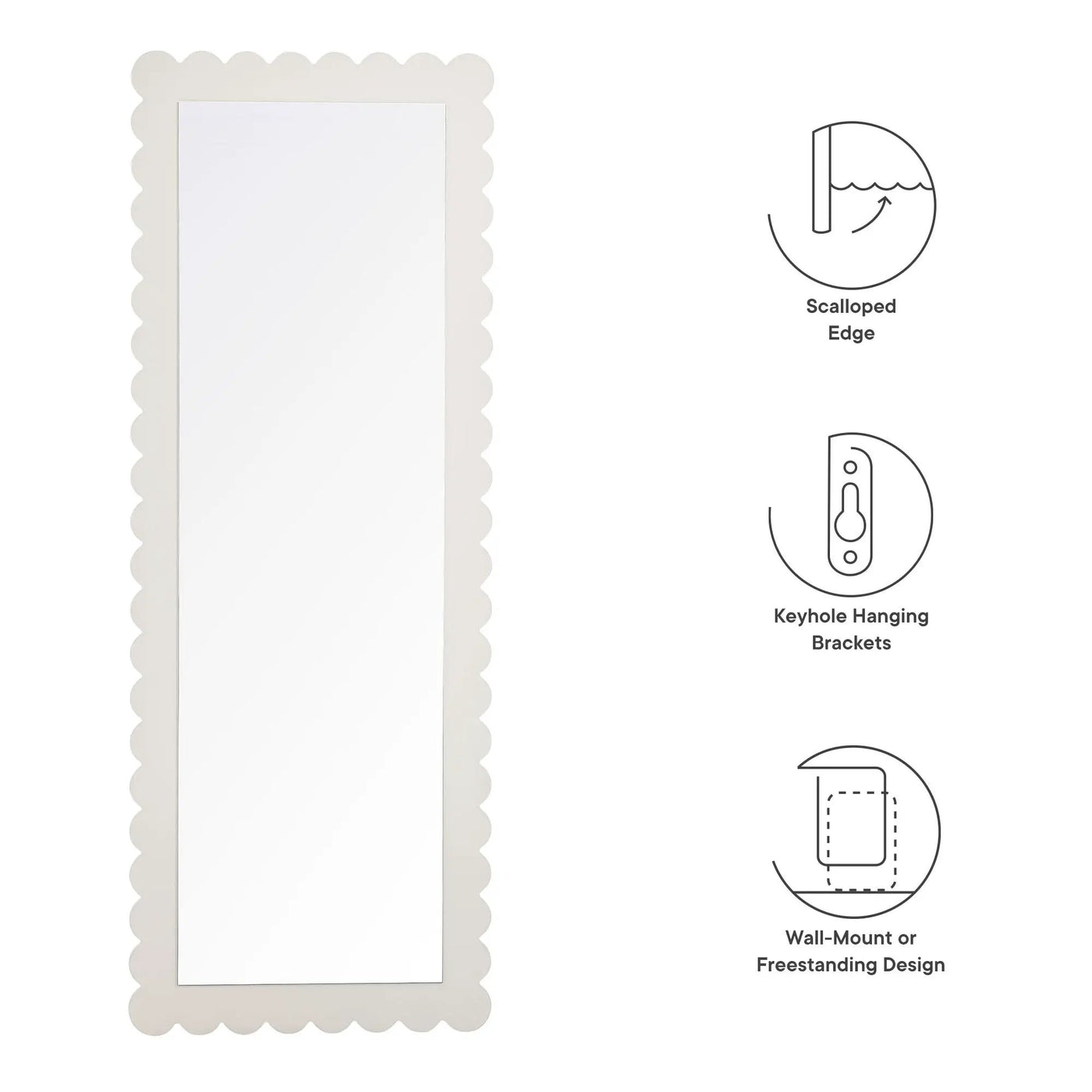Emmeline Scalloped Rectangle Floor Mirror by Modway by HouseOfZazla