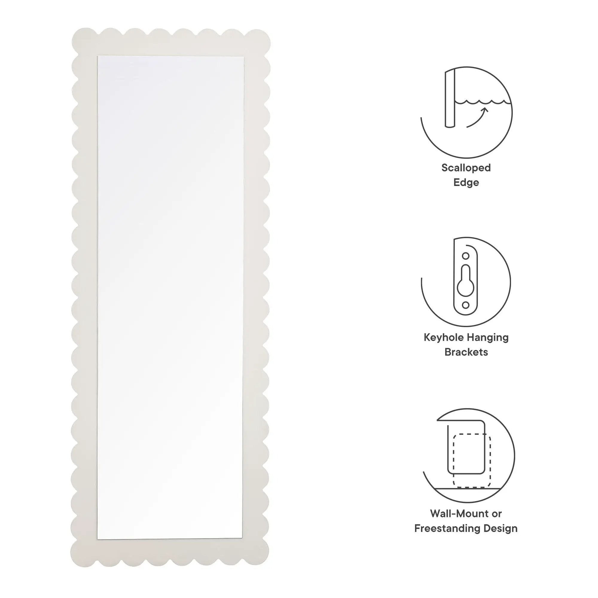 Emmeline Scalloped Rectangle Floor Mirror by Modway by HouseOfZazla