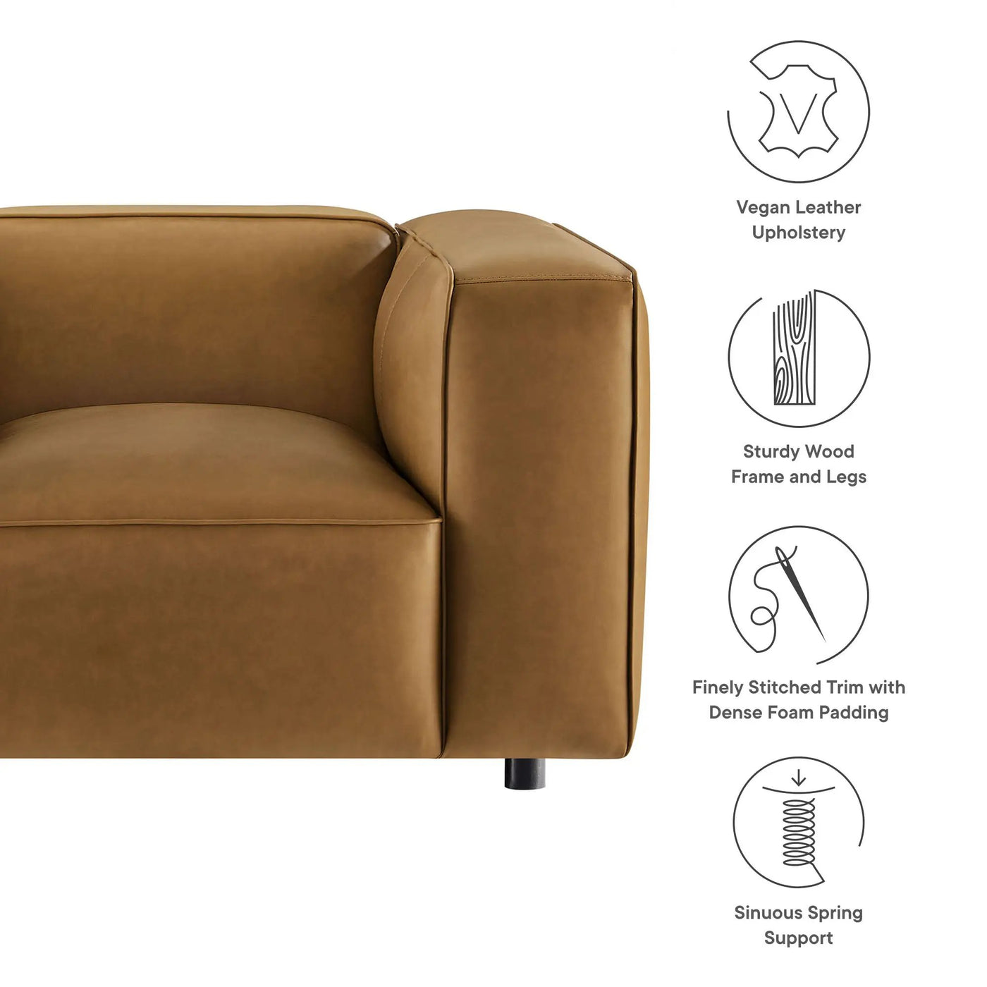 Auren Upholstered Vegan Leather Modular Armchair by Modway by HouseOfZazla