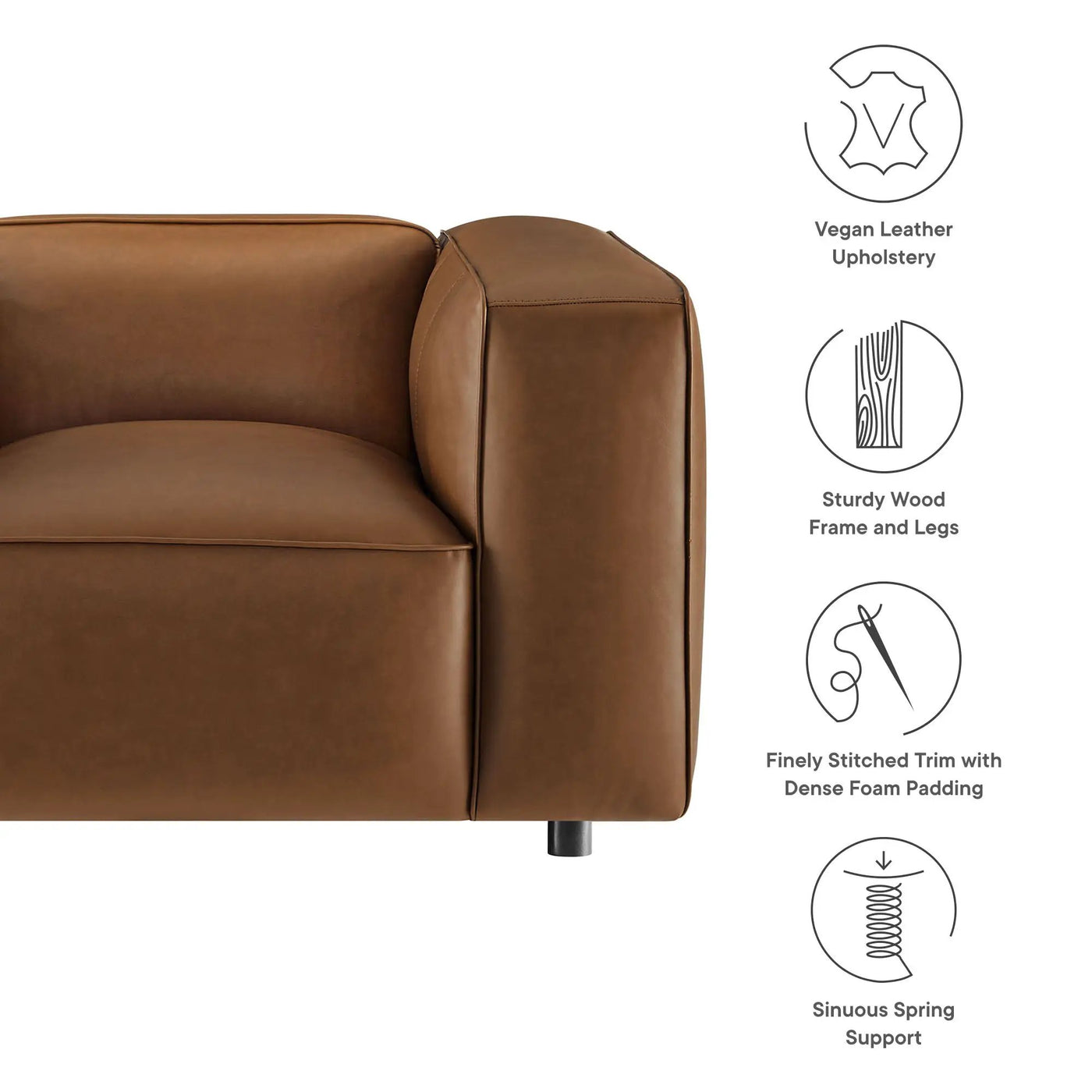 Auren Upholstered Vegan Leather Modular Armchair by Modway by HouseOfZazla