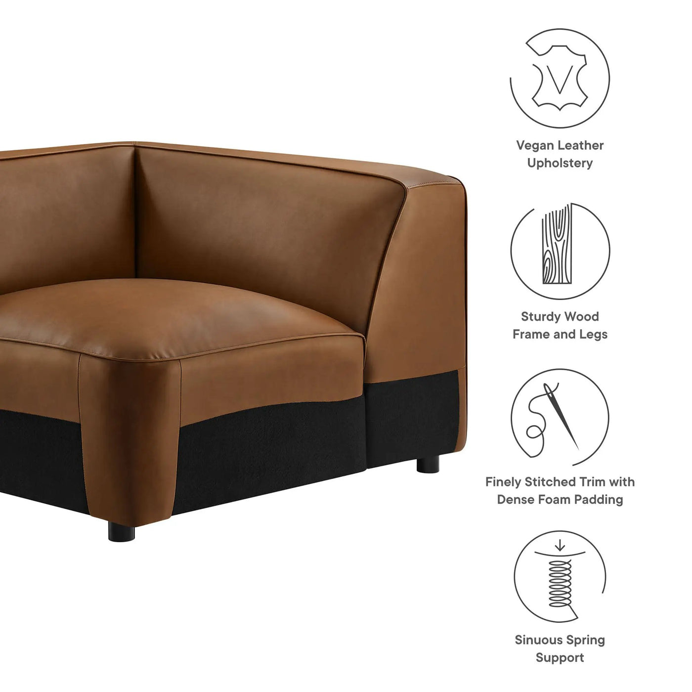 Auren Upholstered Vegan Leather Modular Corner Chair by Modway by HouseOfZazla