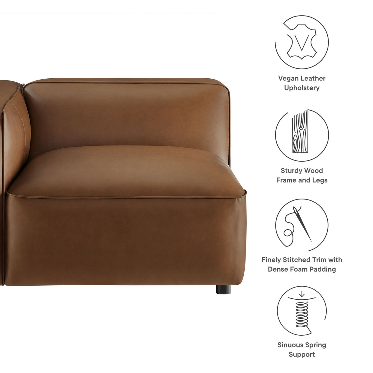 Auren Upholstered Vegan Leather Modular Left Armchair by Modway, photo 13 of 20
