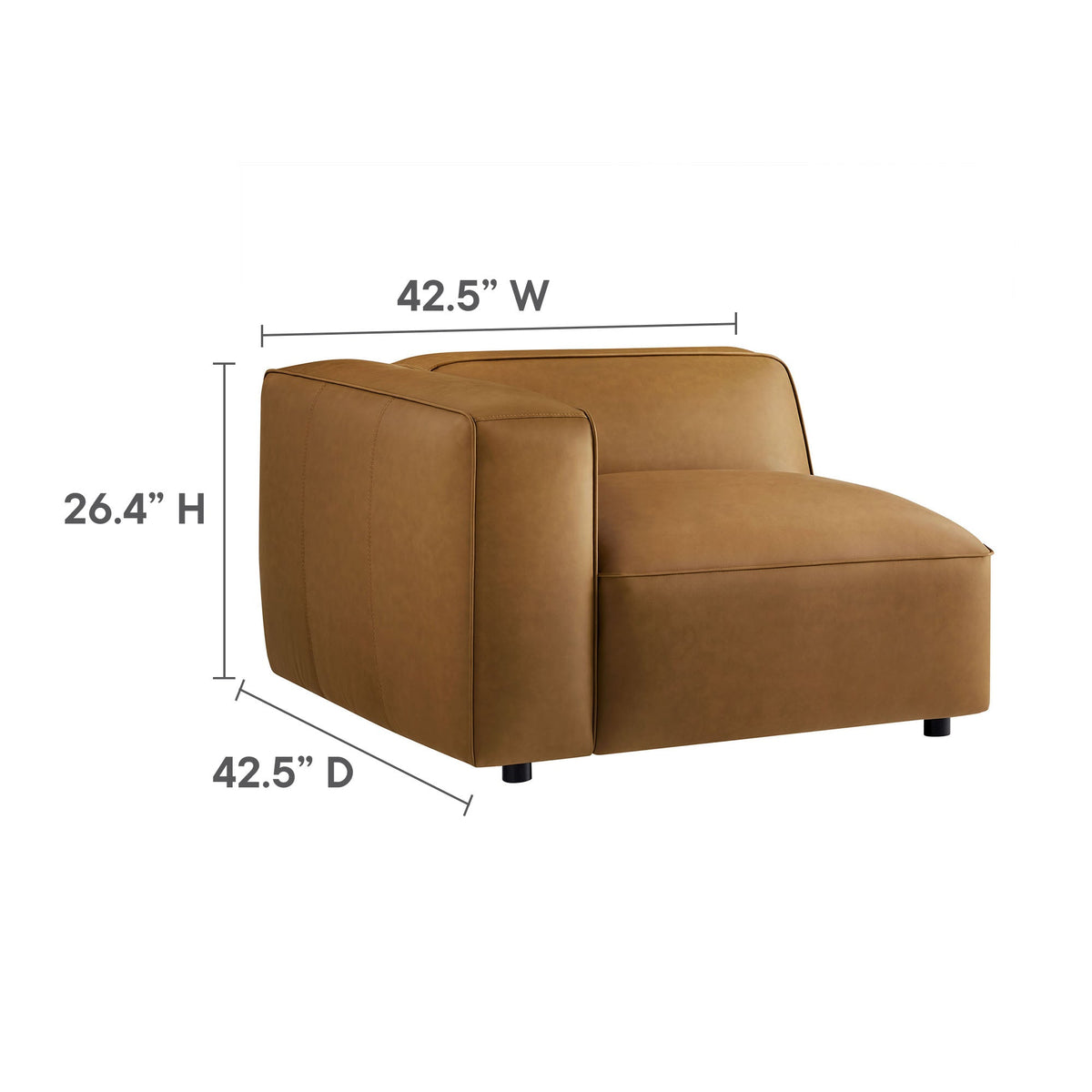 Auren 3-Piece Upholstered Vegan Leather Modular Loveseat with Ottoman by Modway, photo 2 of 16