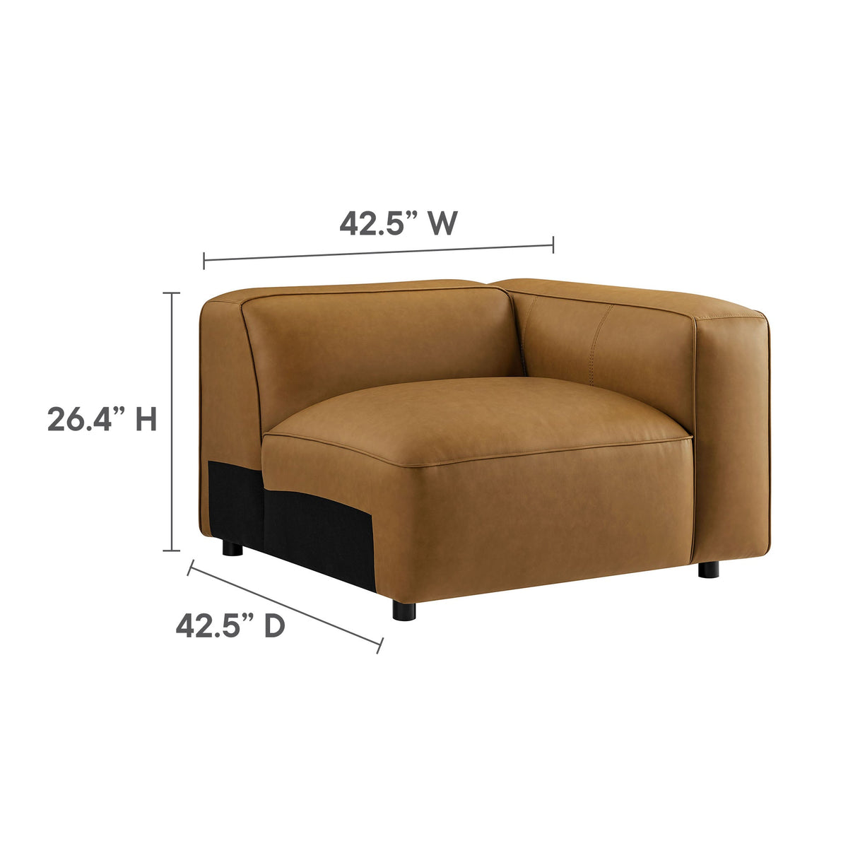 Auren 3-Piece Upholstered Vegan Leather Modular Loveseat with Ottoman by Modway, photo 3 of 16