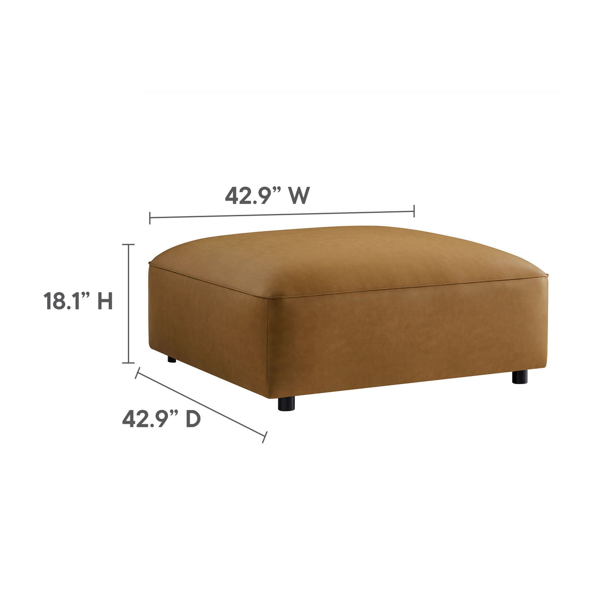 Auren 3-Piece Upholstered Vegan Leather Modular Loveseat with Ottoman by Modway, photo 4 of 16