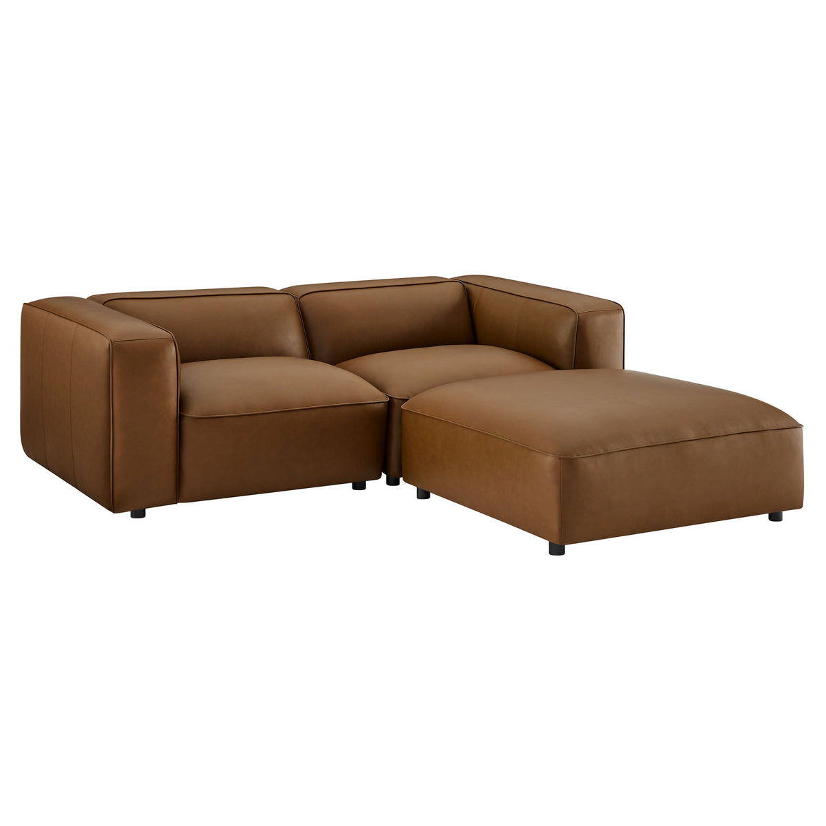 Auren 3-Piece Upholstered Vegan Leather Modular Loveseat with Ottoman by Modway, photo 9 of 16