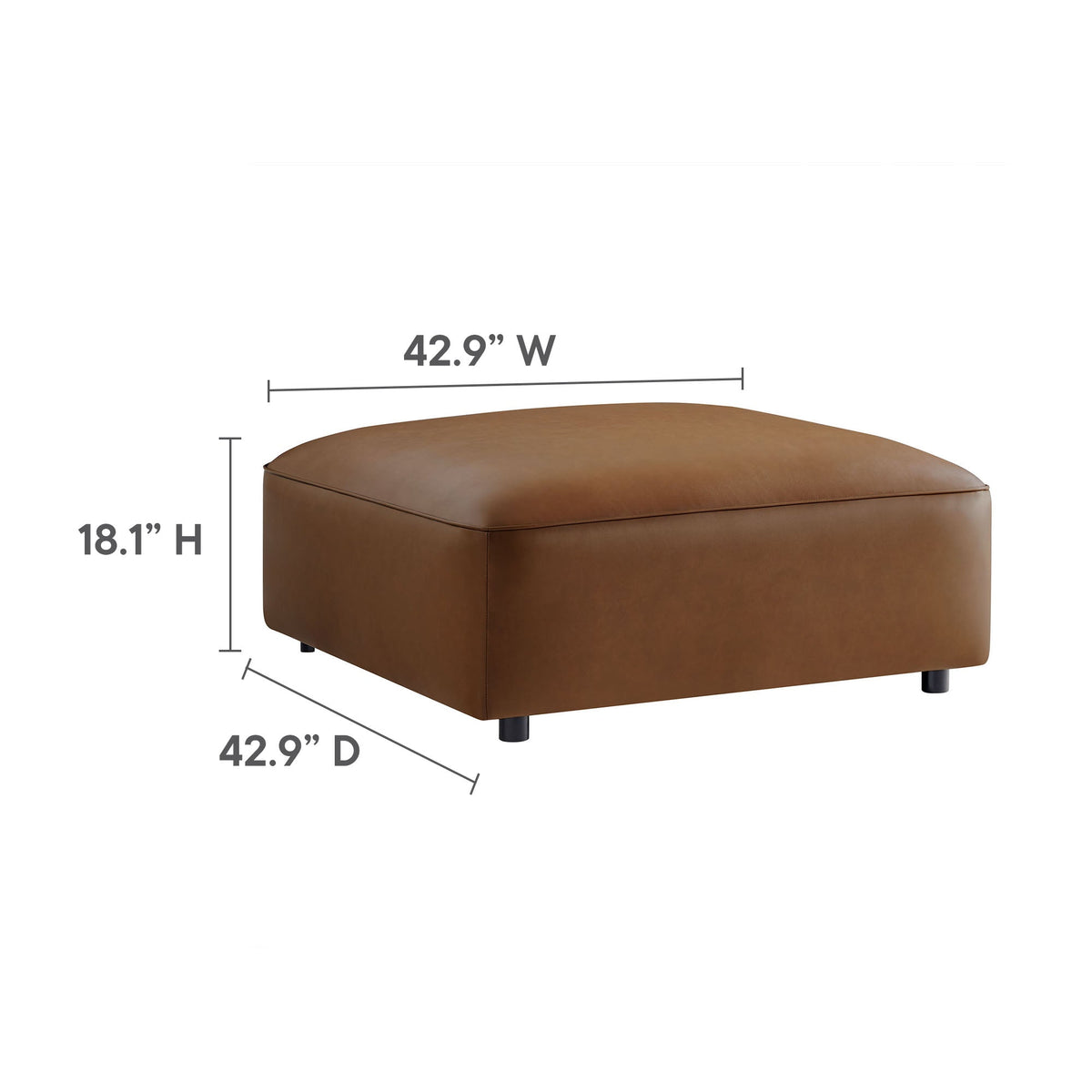 Auren 3-Piece Upholstered Vegan Leather Modular Loveseat with Ottoman by Modway, photo 12 of 16