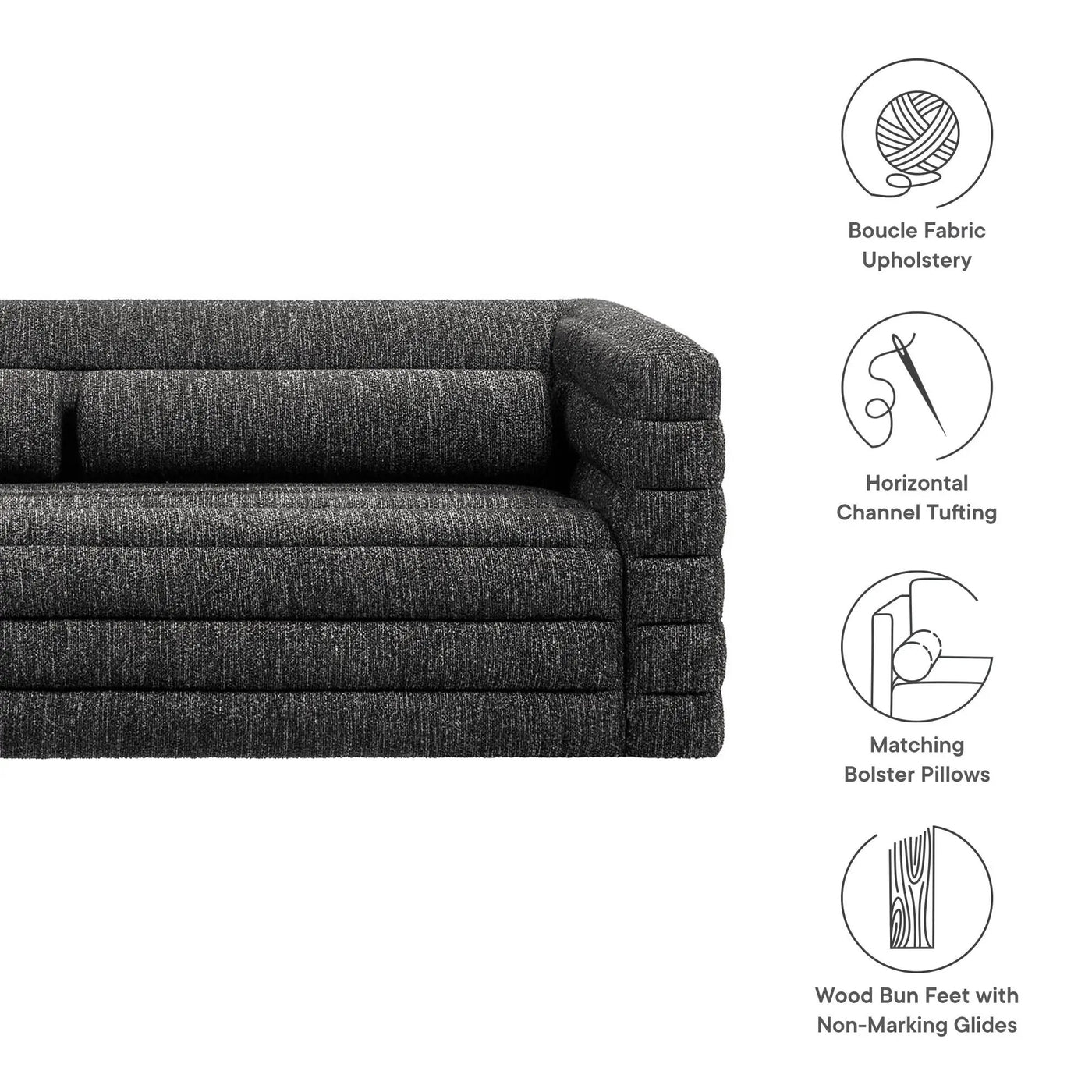 Relle Channel Tufted Boucle Upholstered Sofa by Modway by HouseOfZazla