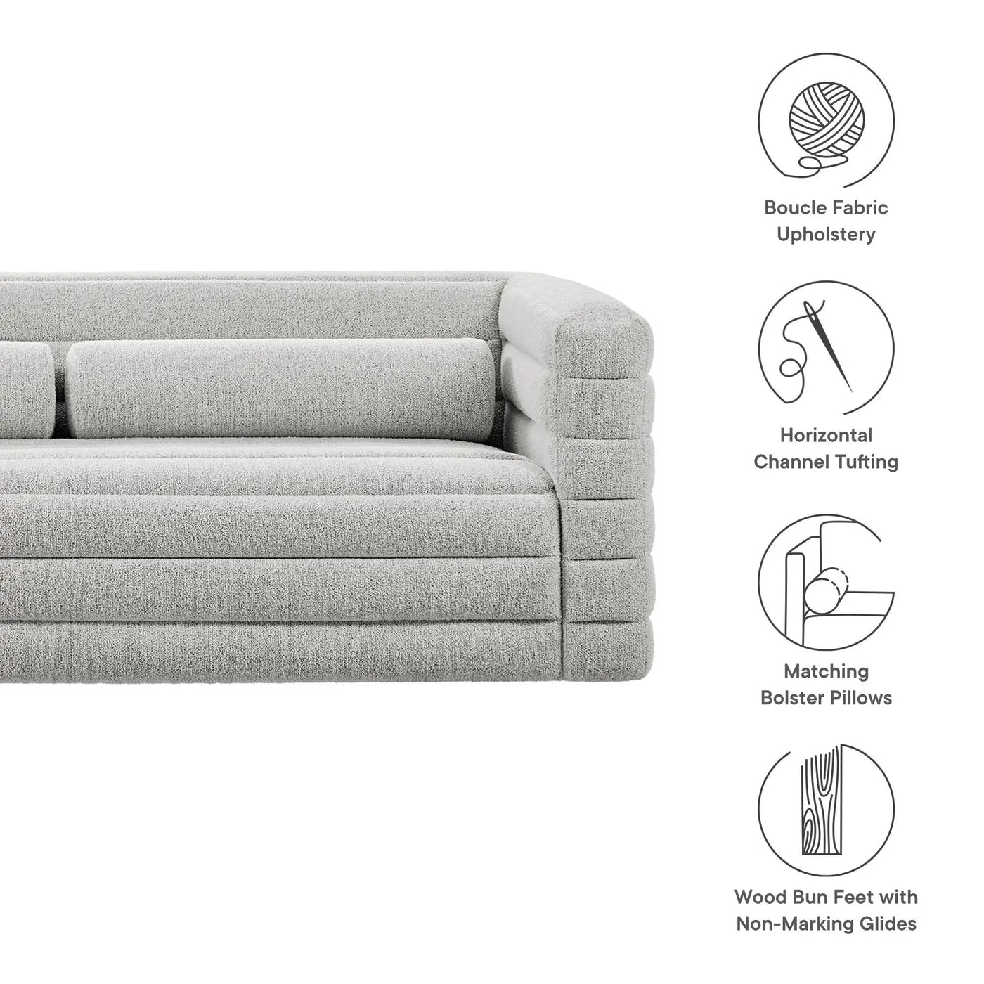 Relle Channel Tufted Boucle Upholstered Sofa by Modway by HouseOfZazla