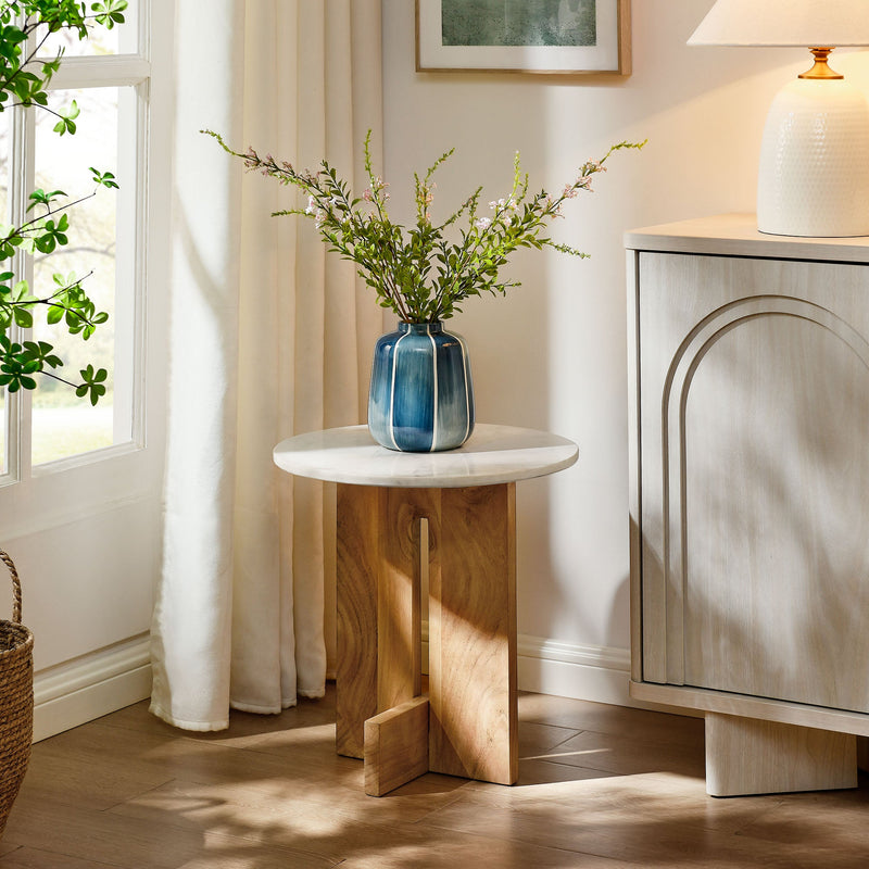 Tarin Acacia Wood and Marble Side Table by Modway, photo 9 of 10