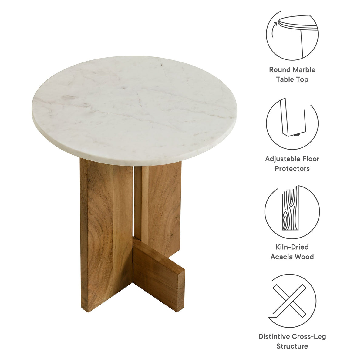 Tarin Acacia Wood and Marble Side Table by Modway, photo 2 of 10
