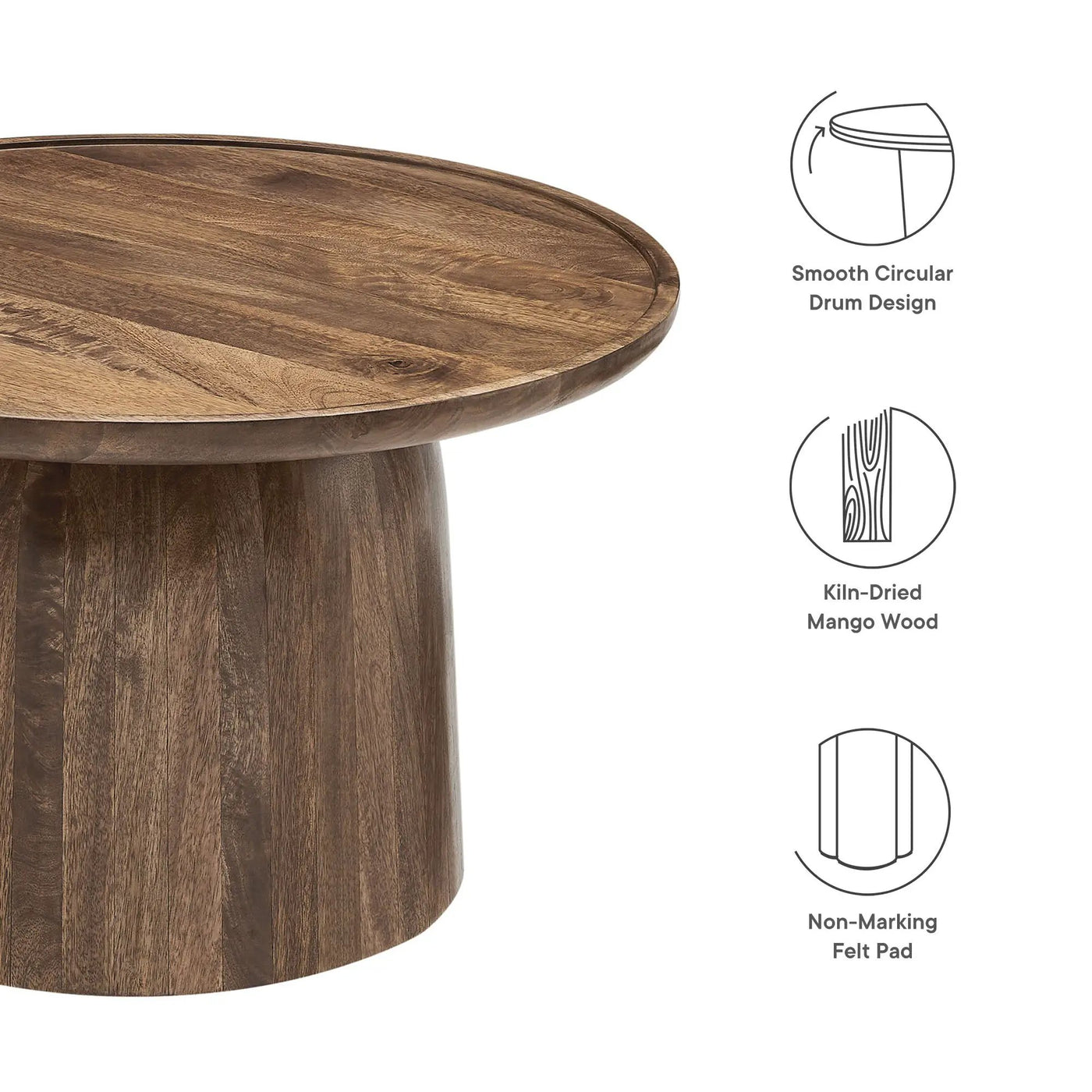 Holloway 30" Round Mango Wood Coffee Table by Modway by HouseOfZazla