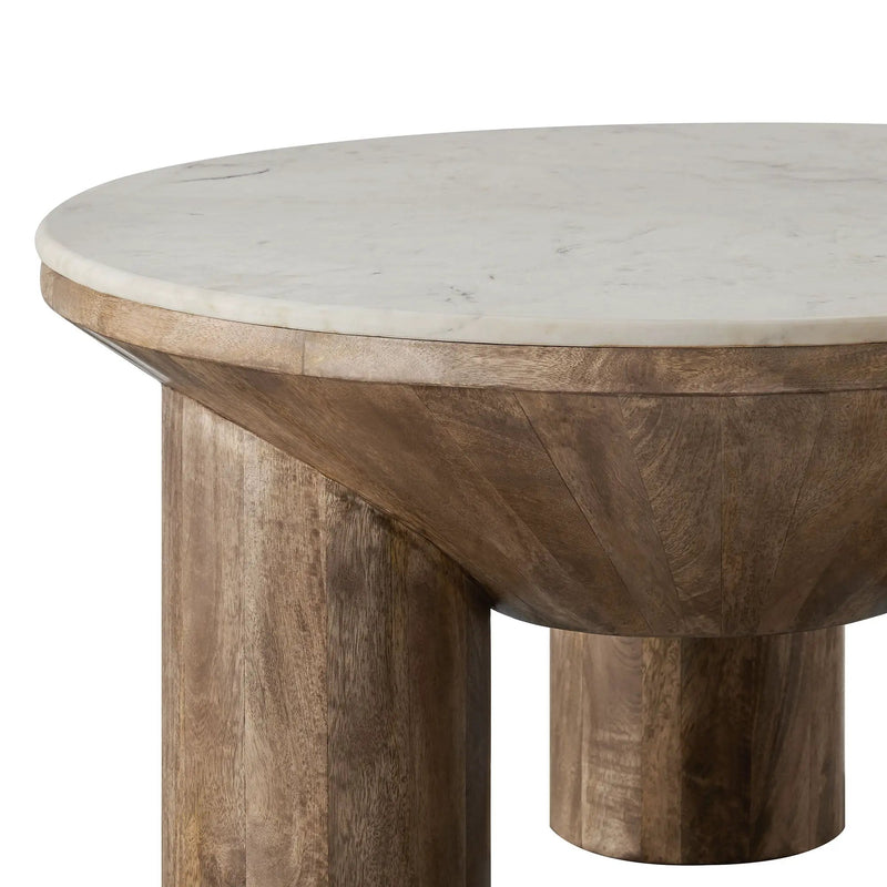 Ellison 33" Round Wood Coffee Table With Marble Top by HouseOfZazla