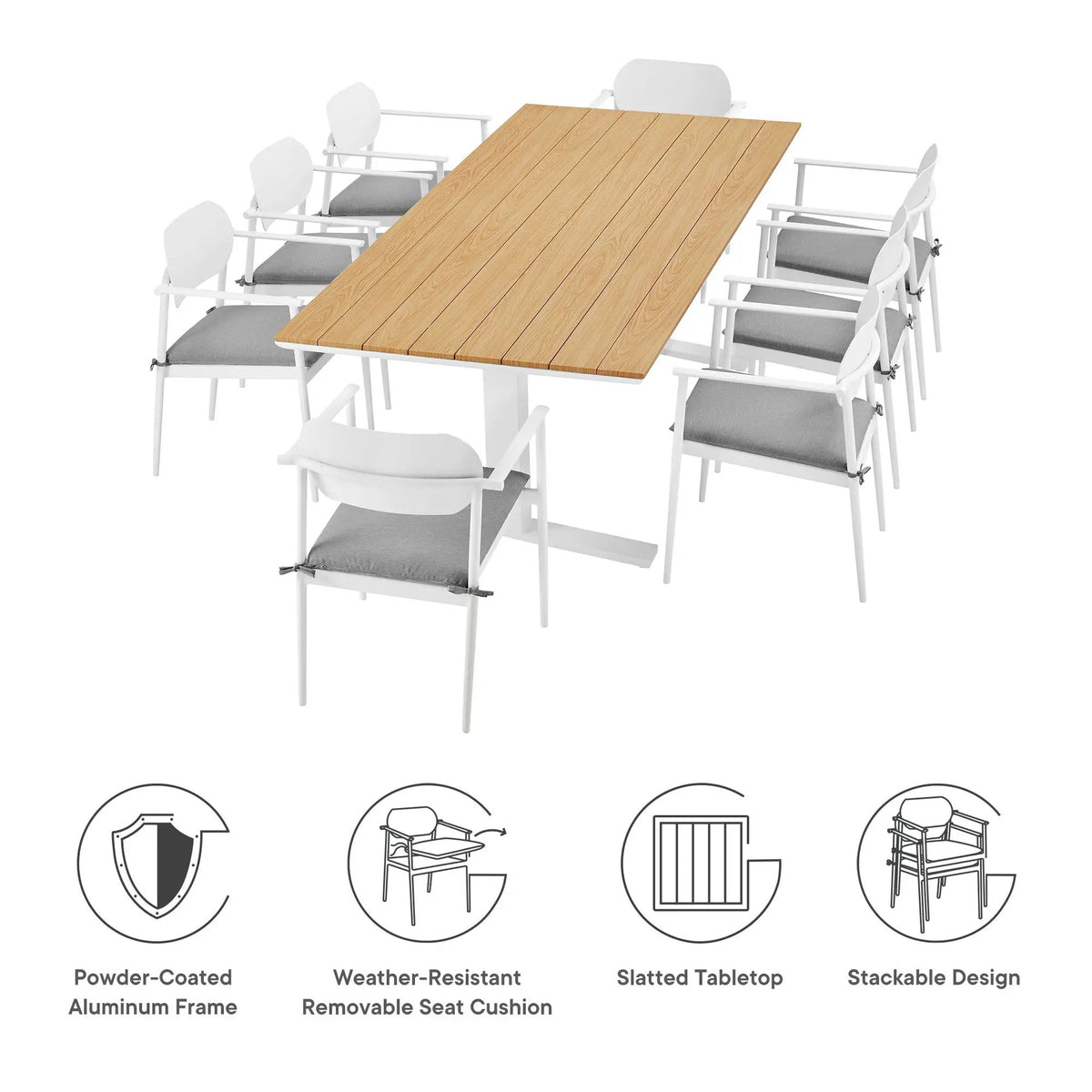 Aeris 9-Piece Outdoor Patio Aluminum Dining Set by Modway by HouseOfZazla