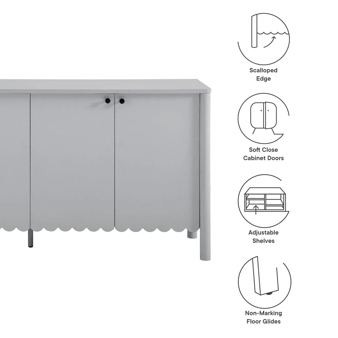 Emmeline 66" 4-Door Scalloped Sideboard Cabinet by Modway by HouseOfZazla