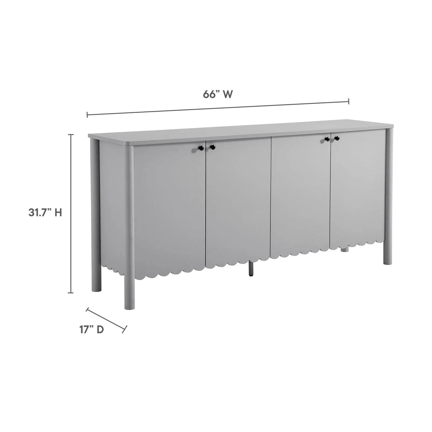 Emmeline 66" 4-Door Scalloped Sideboard Cabinet by Modway by HouseOfZazla