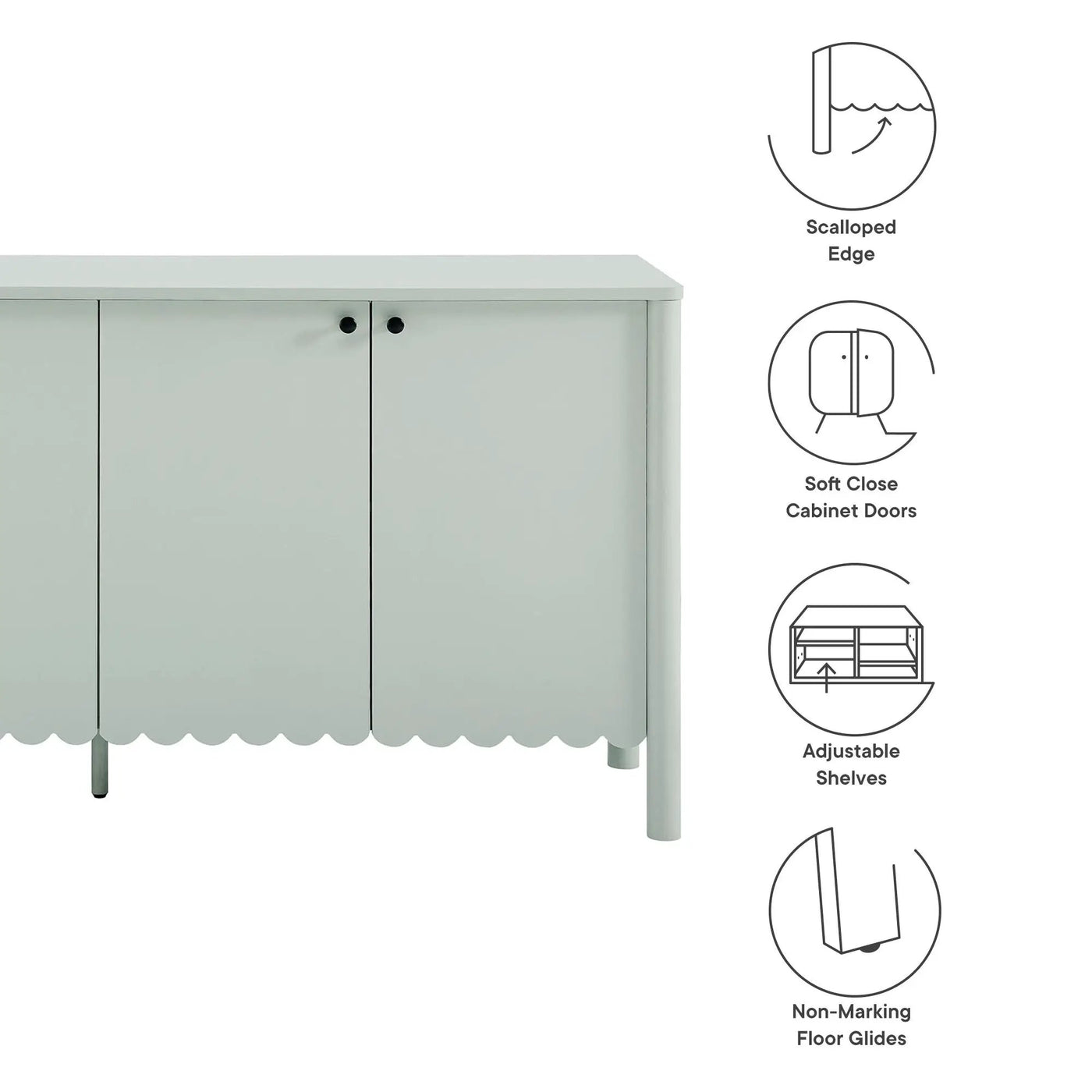 Emmeline 66" 4-Door Scalloped Sideboard Cabinet by Modway by HouseOfZazla