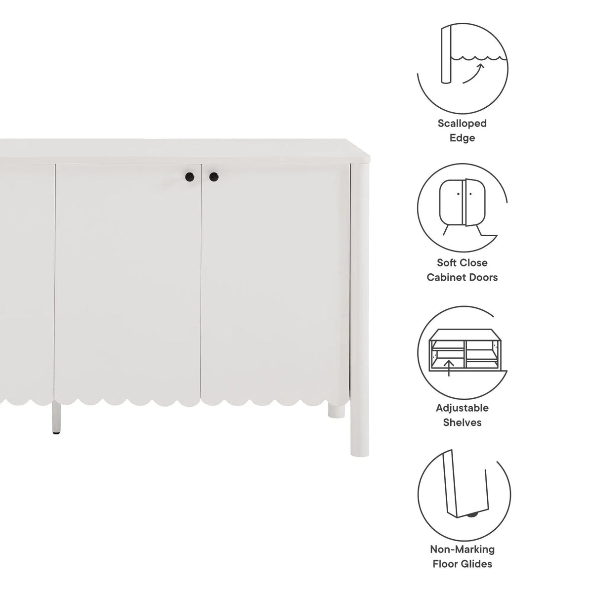 Emmeline 66" 4-Door Scalloped Sideboard Cabinet by Modway by HouseOfZazla