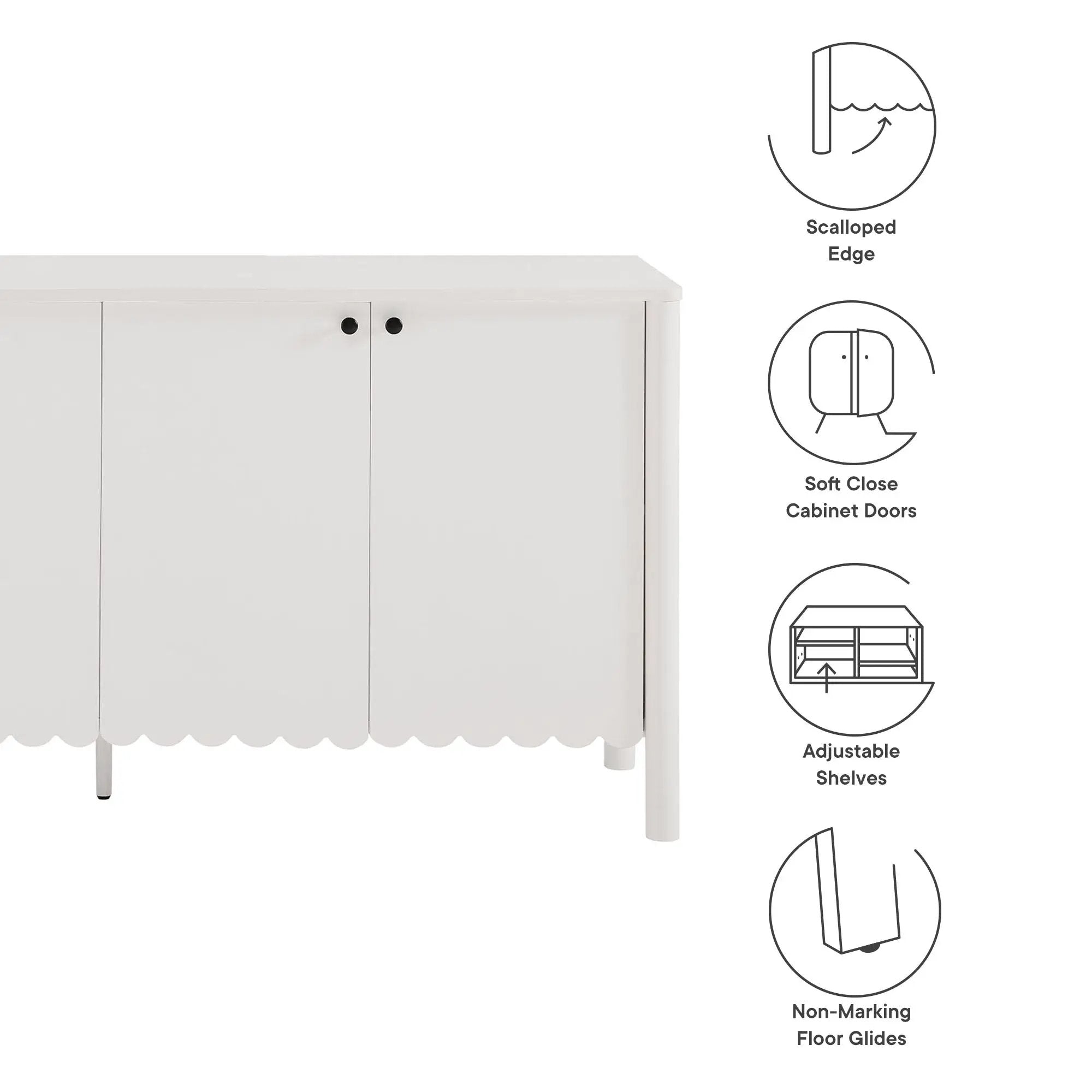 Emmeline 66" 4-Door Scalloped Sideboard Cabinet by Modway by HouseOfZazla