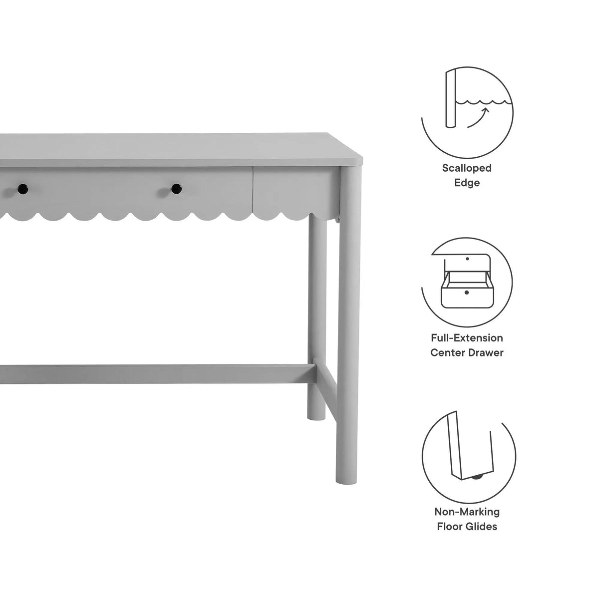 Emmeline 1-Drawer Scallop Writing Desk by Modway by HouseOfZazla