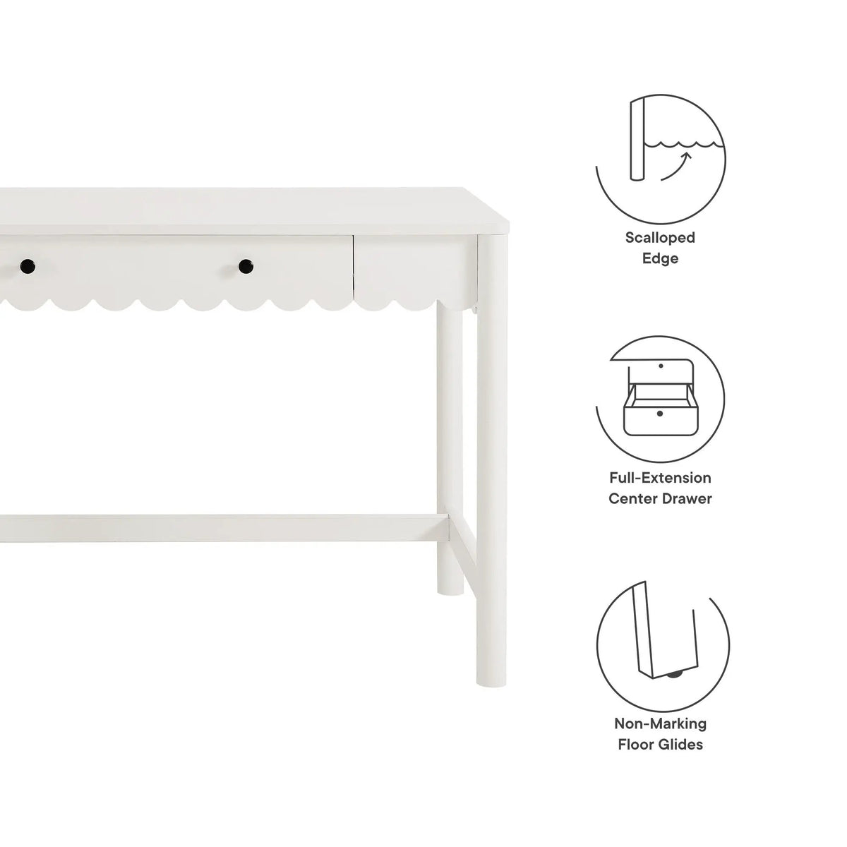 Emmeline 1-Drawer Scallop Writing Desk by Modway by HouseOfZazla