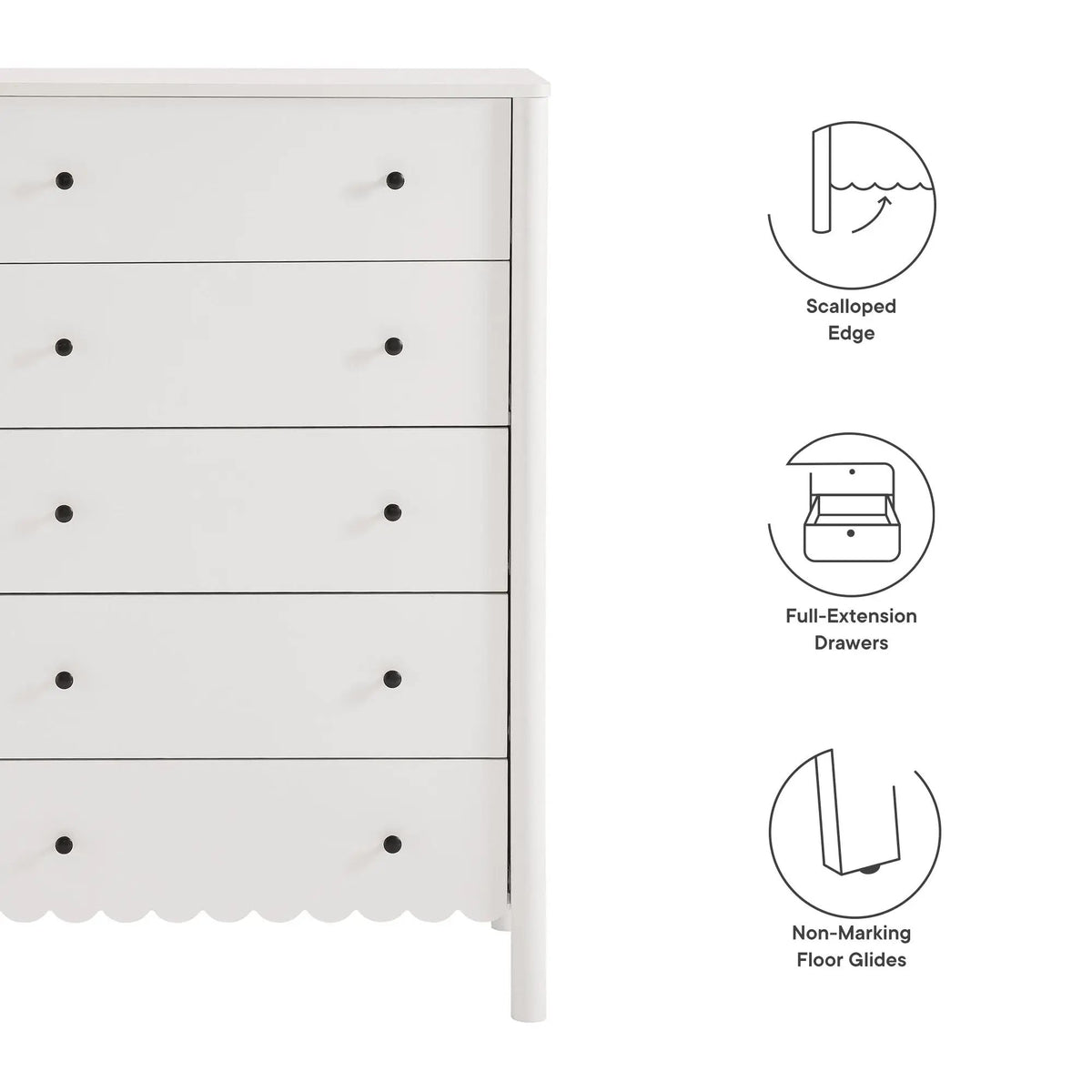 Emmeline Scalloped 5-Drawer Chest by Modway by HouseOfZazla