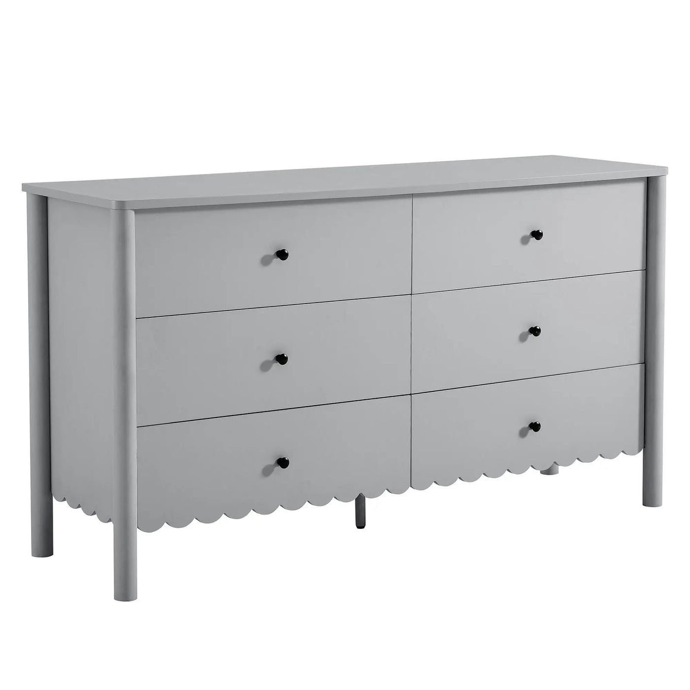 Emmeline 6-Drawer Scalloped Dresser By Modway In Gray