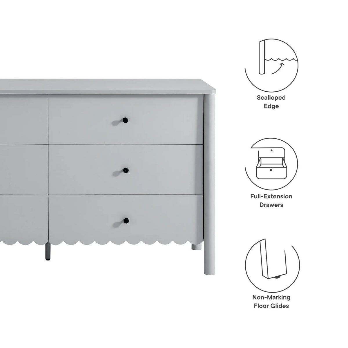 Emmeline Scalloped 6-Drawer Dresser by Modway by HouseOfZazla