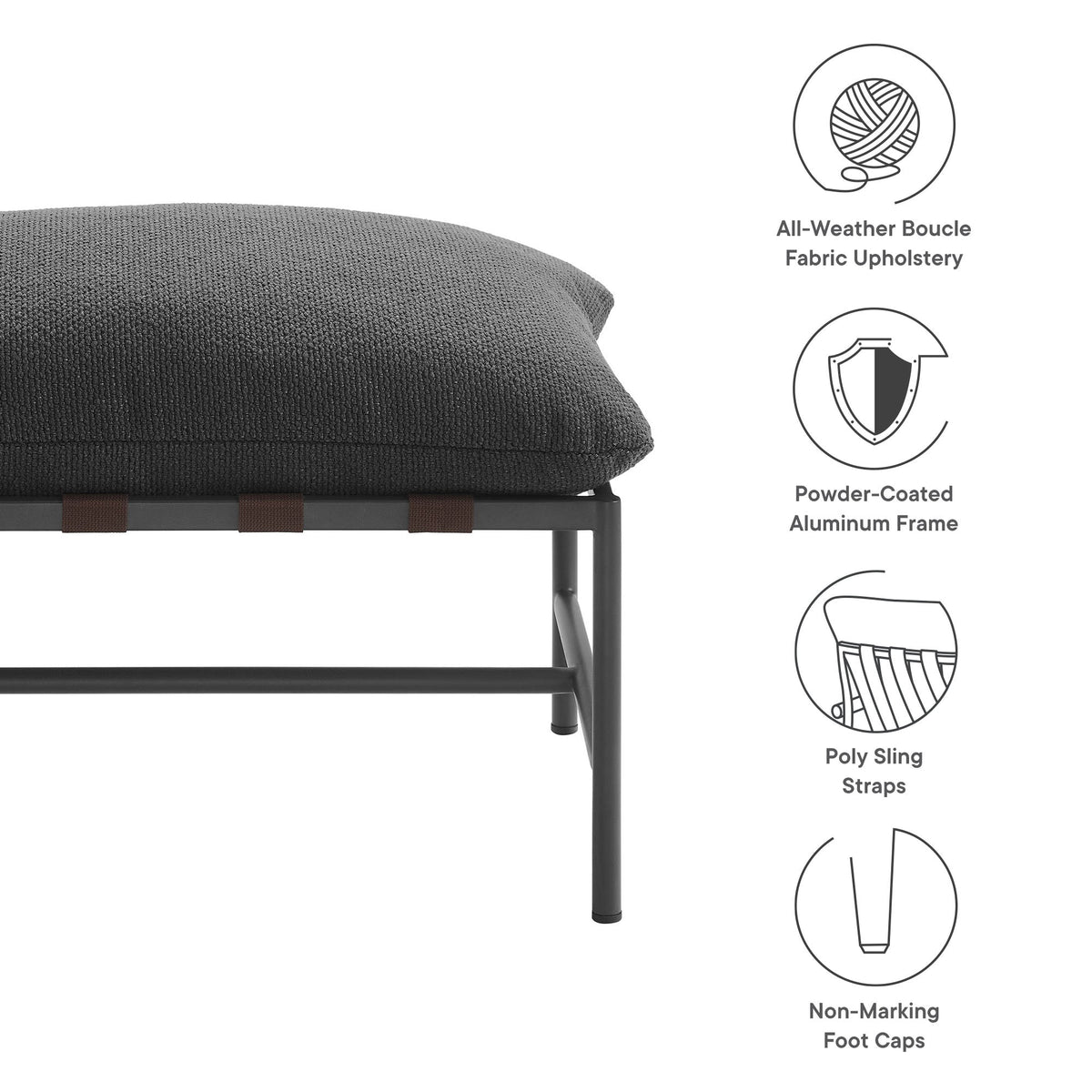 Raya Outdoor Patio Boucle Ottoman by Modway, photo 2 of 16