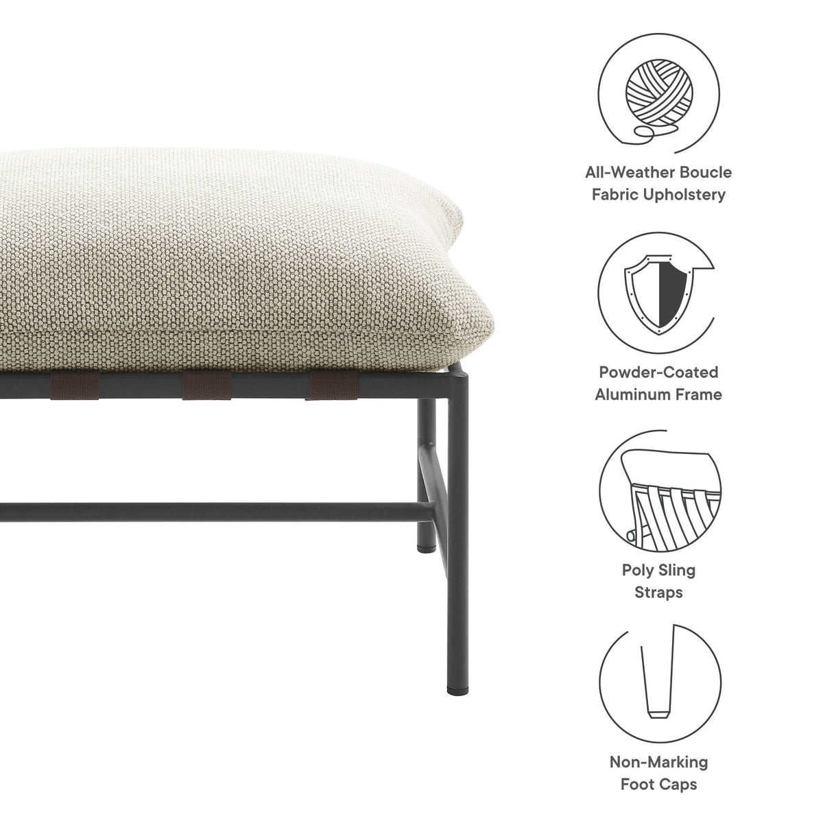 Raya Outdoor Patio Boucle Ottoman by Modway, photo 10 of 16