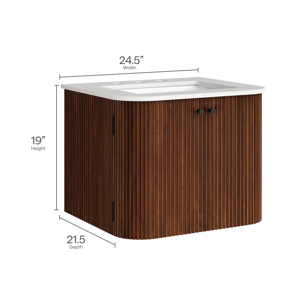 Zia 24" Wall-Mount Bathroom Vanity with Marble Sink by Modway by HouseOfZazla