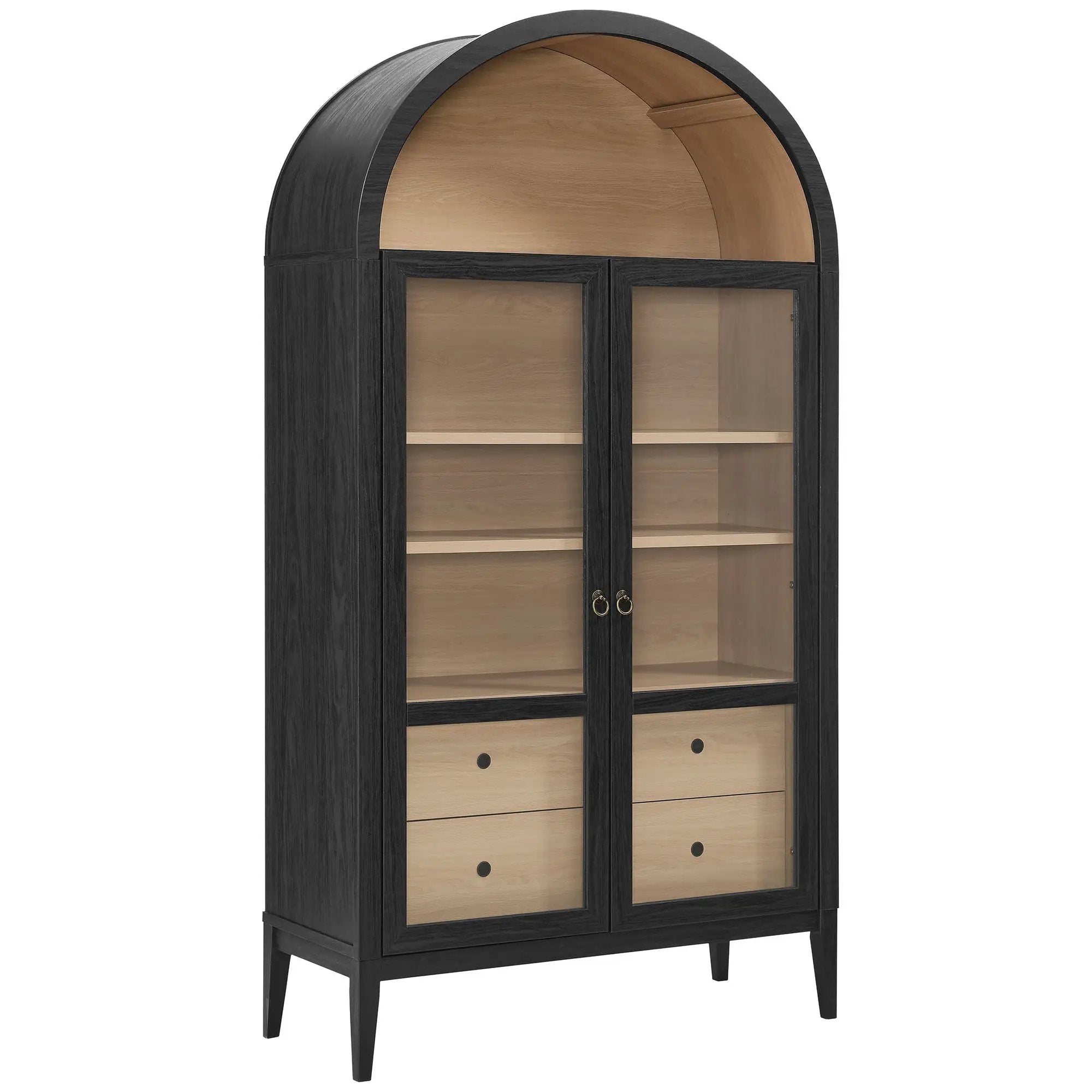 Nolan 1-Piece Wood Storage Cabinet with Arched Glass Doors by HouseOfZazla