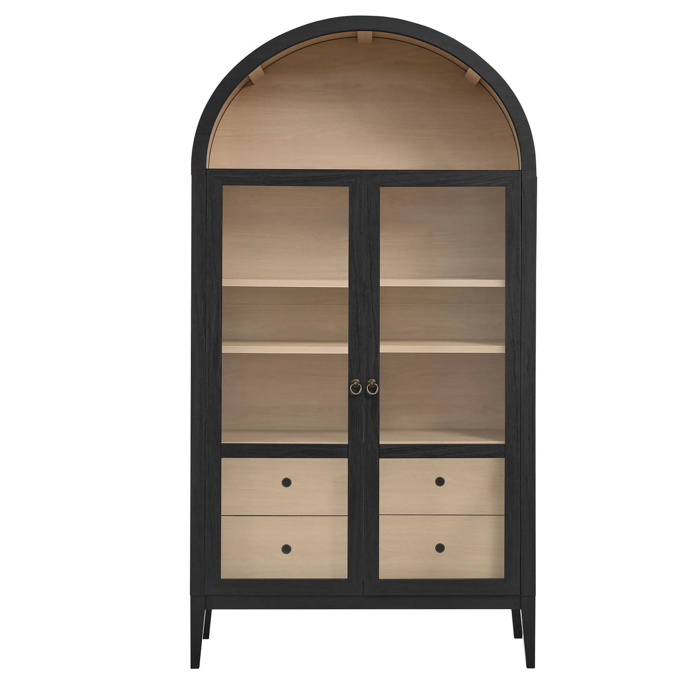 Nolan 1-Piece Wood Storage Cabinet with Arched Glass Doors by HouseOfZazla