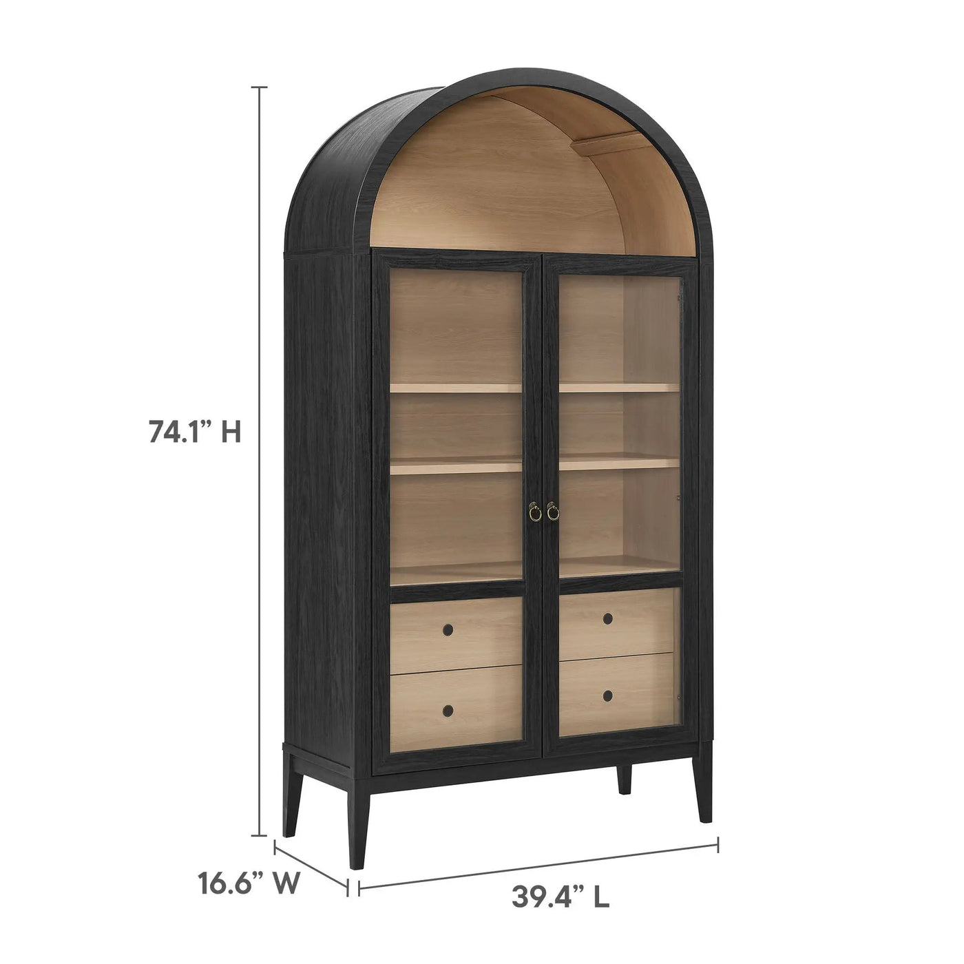 Nolan 1-Piece Wood Storage Cabinet with Arched Glass Doors by HouseOfZazla