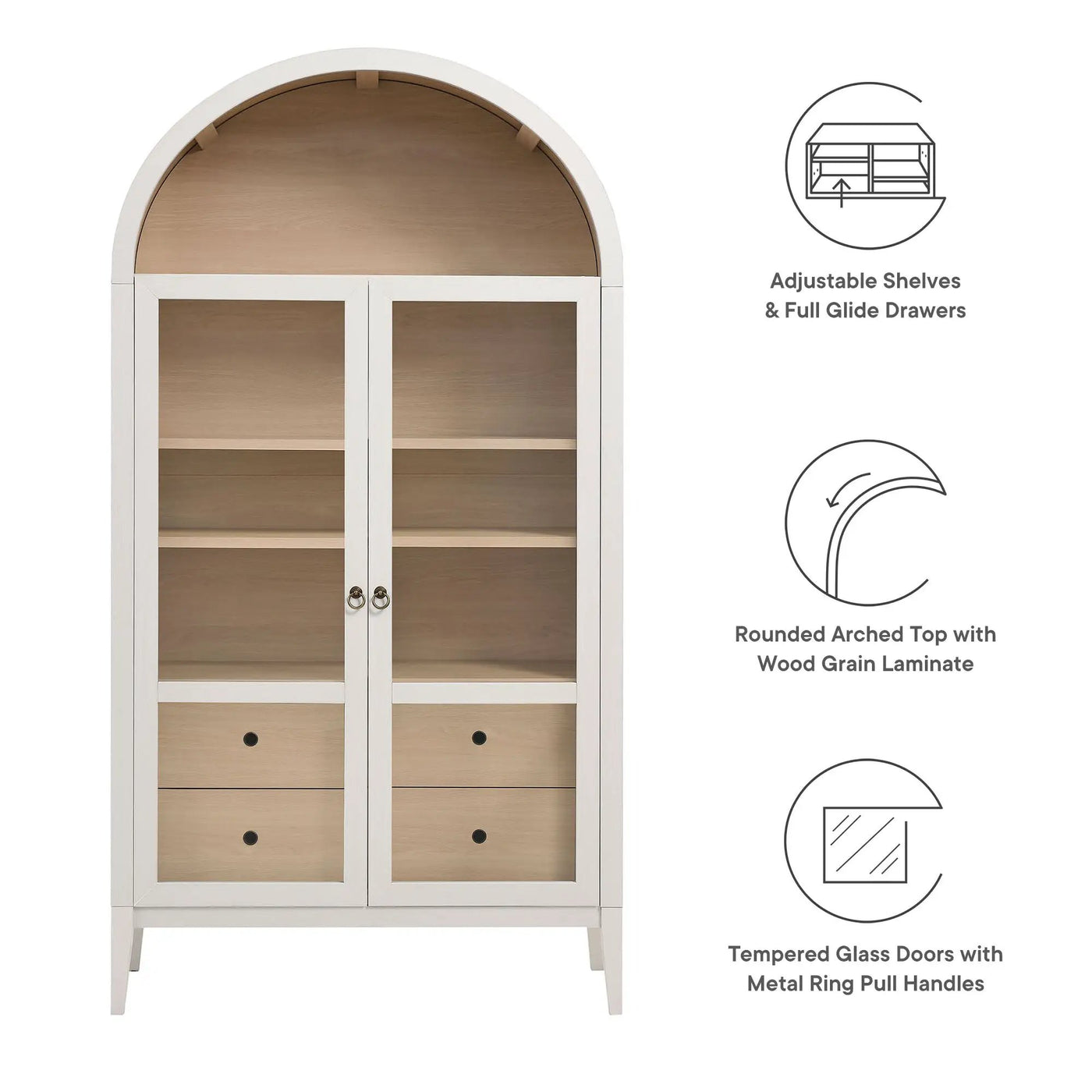 Nolan 1-Piece Wood Storage Cabinet with Arched Glass Doors by HouseOfZazla
