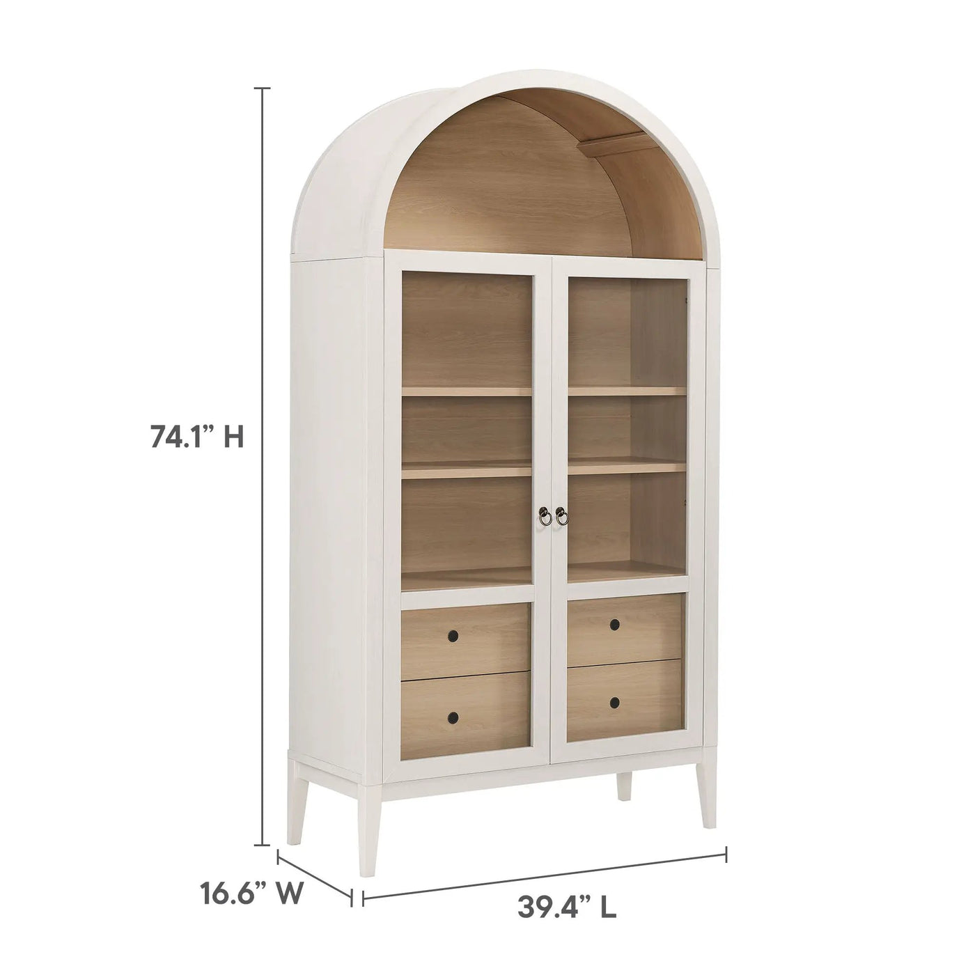Nolan 1-Piece Wood Storage Cabinet with Arched Glass Doors by HouseOfZazla