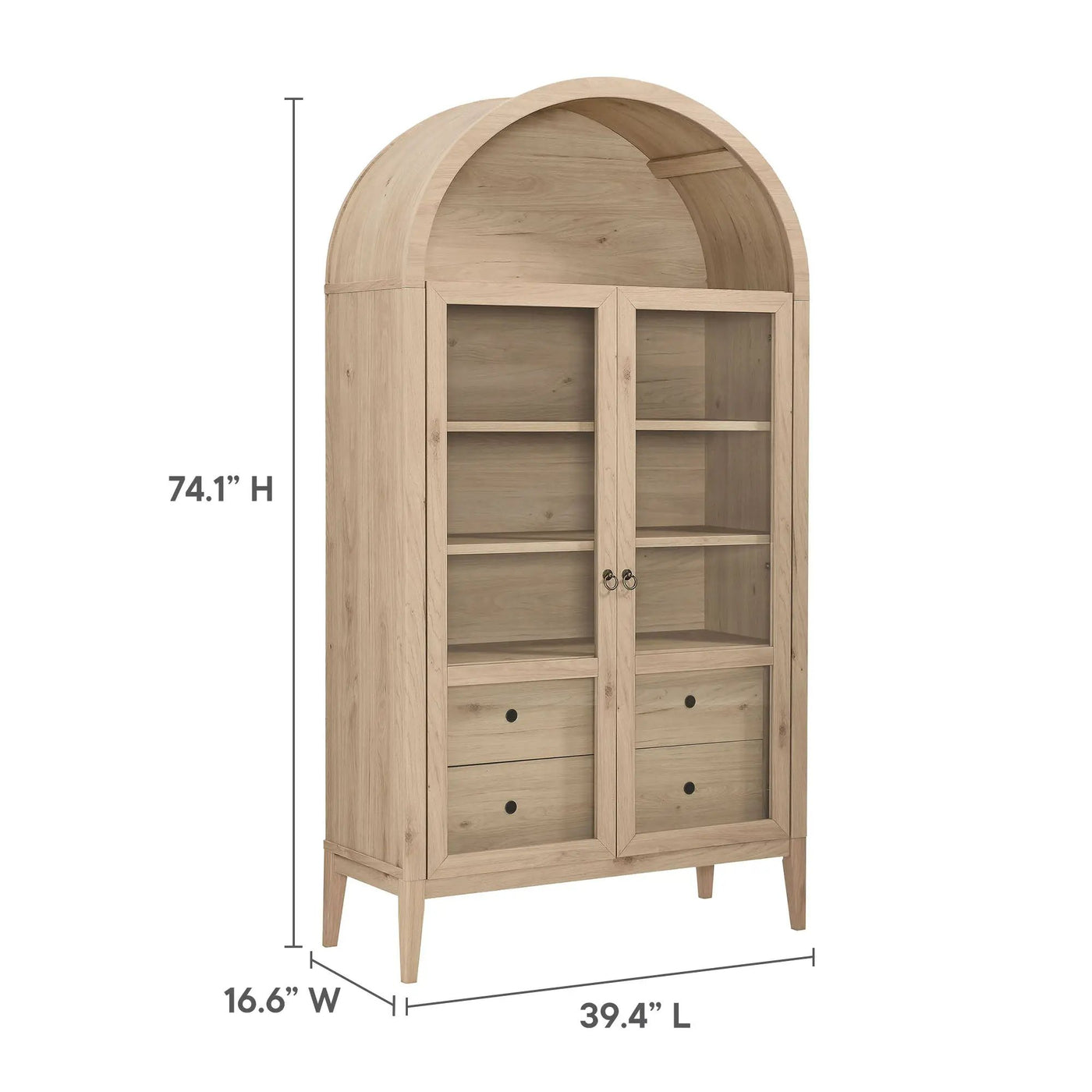 Nolan 1-Piece Wood Storage Cabinet with Arched Glass Doors by HouseOfZazla
