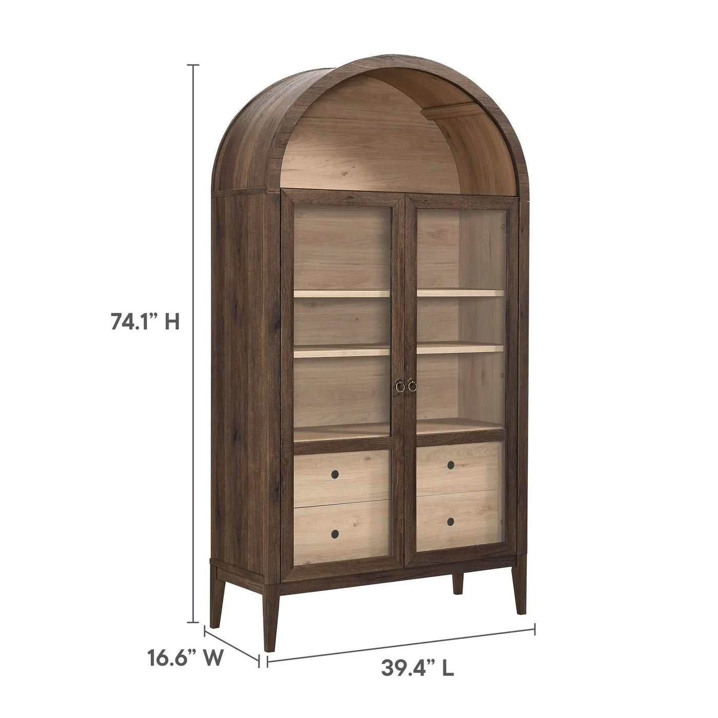 Nolan 1-Piece Wood Storage Cabinet with Arched Glass Doors by HouseOfZazla