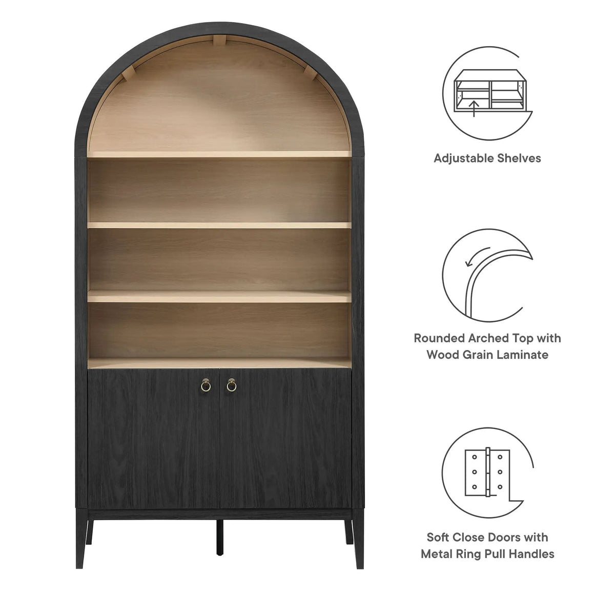 Nolan 74" Tall Wide Arched Storage Display Cabinet Bookshelf by Modway by HouseOfZazla